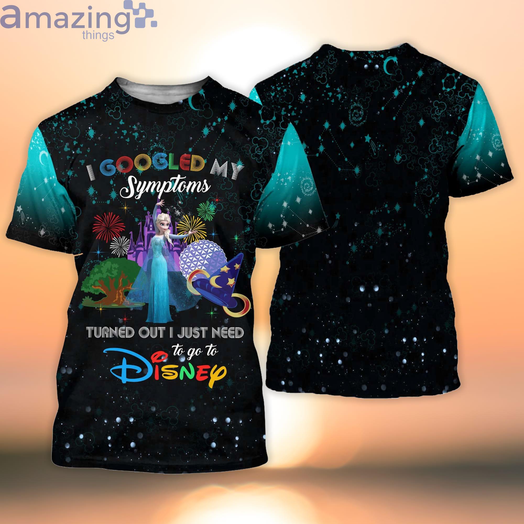 Frozen Elsa Princess Quote Blue Black Pattern Disney Cartoon 3D T-Shirt Product Photo 1