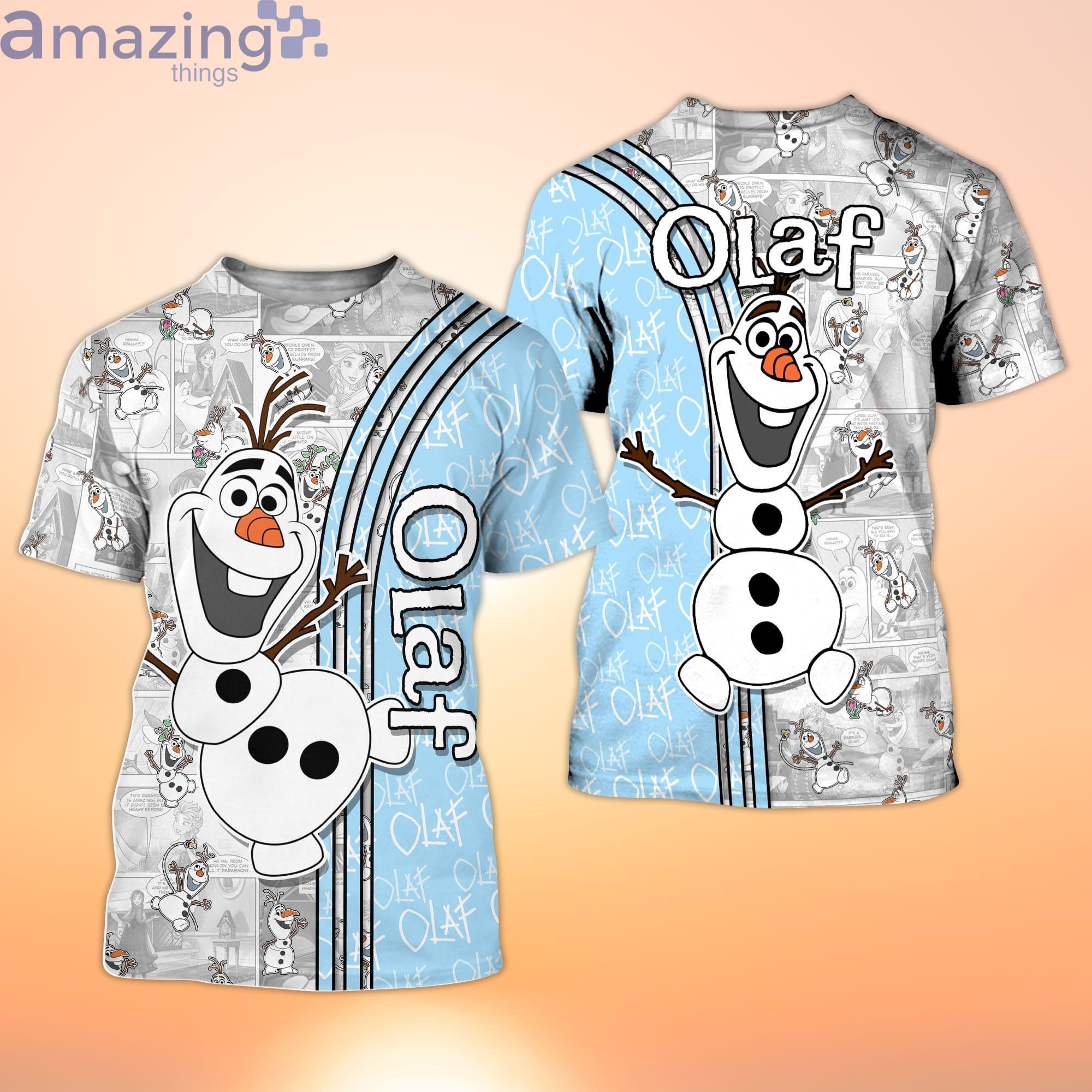 Frozen Olaf Blue Cross Comic Book Patterns Disney Cartoon 3D T-Shirt Product Photo 1