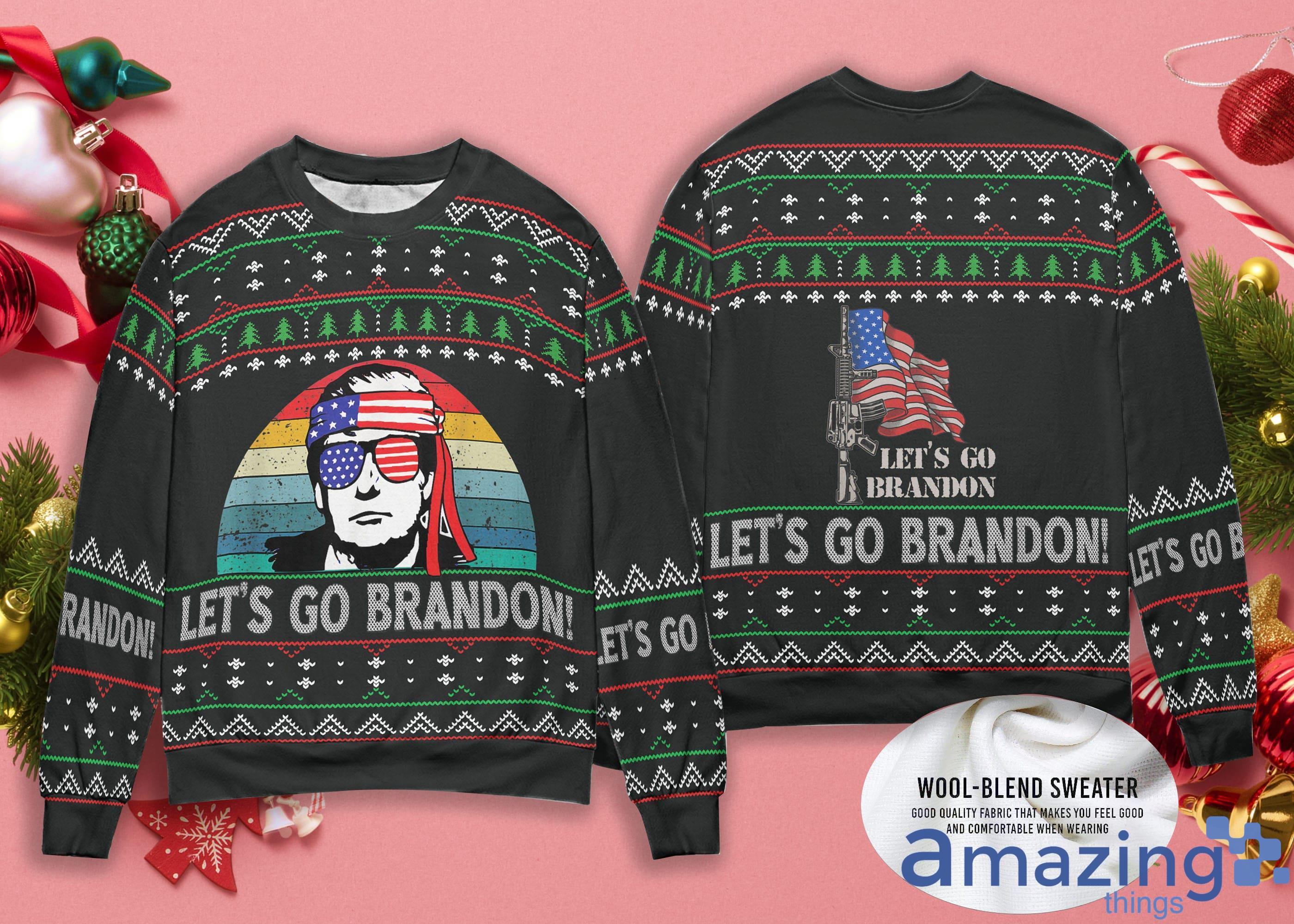 Funny Christmas Sweater Trump Let's Go Brandon Ugly Christmas Sweater image Funny Christmas Sweater Trump Let's Go Brandon Ugly Christmas Sweater Product Photo 1