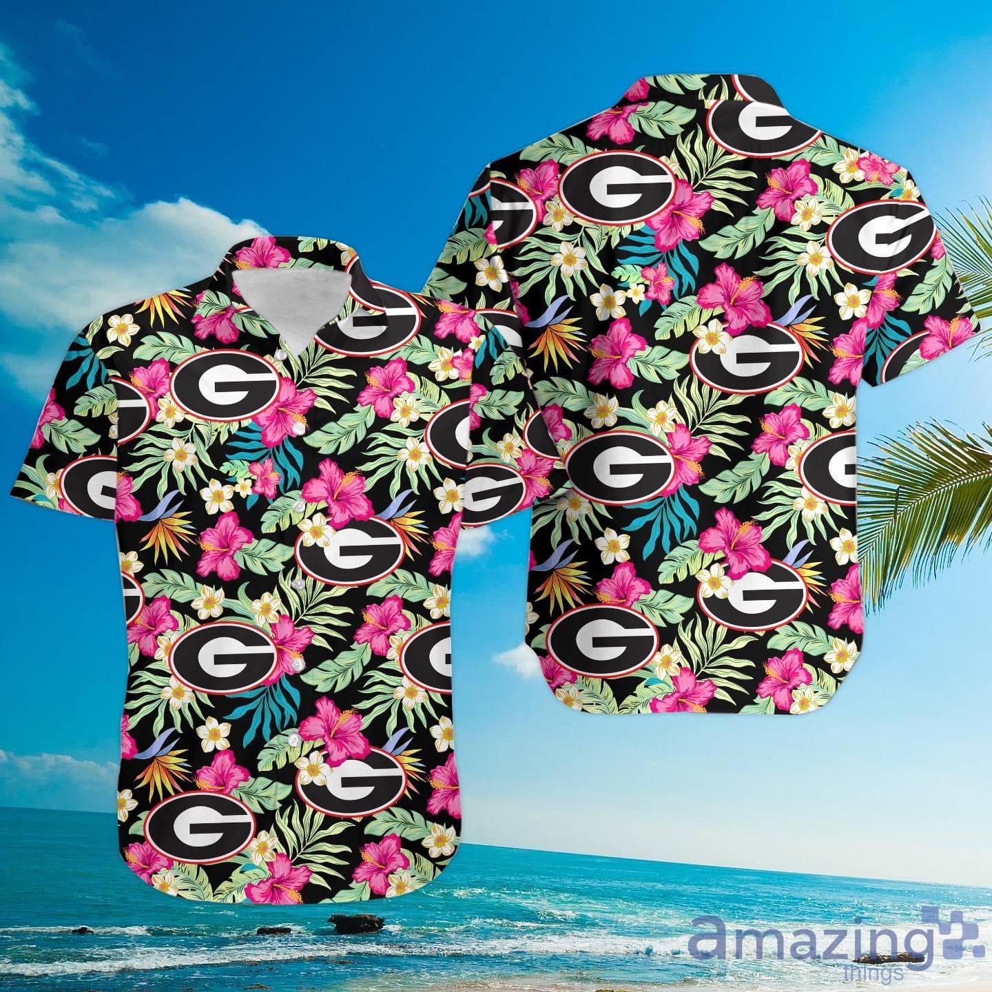 Georgia Bulldogs Hibiscus Hawaiian Shirt For Fans image Georgia Bulldogs Hibiscus Hawaiian Shirt For Fans Product Photo 3