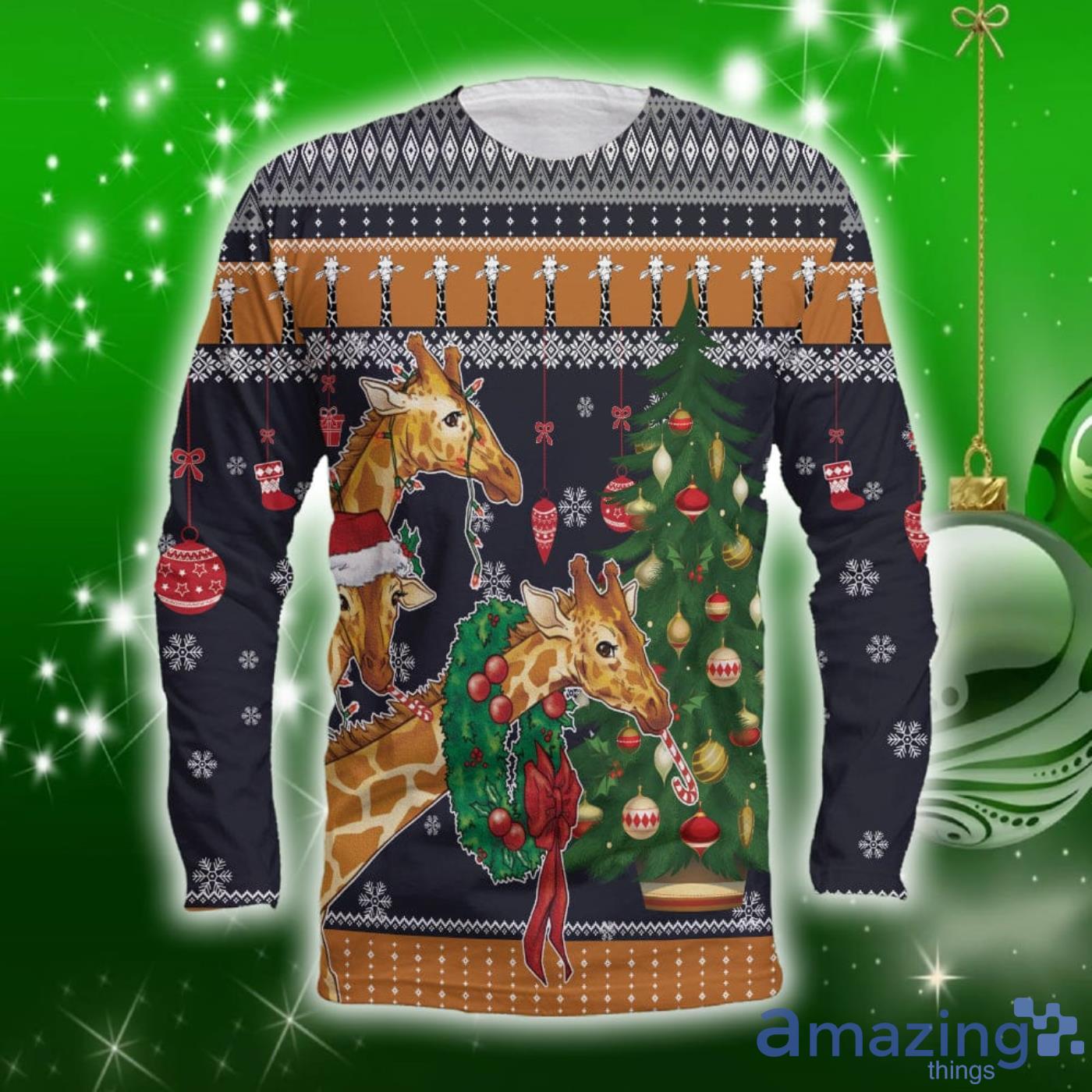 Giraffe Love Christmas Christmas Pattern All Over Print 3D Sweater Hoodie image Giraffe Love Christmas Christmas Pattern All Over Print 3D Sweater Hoodie Product Photo 3