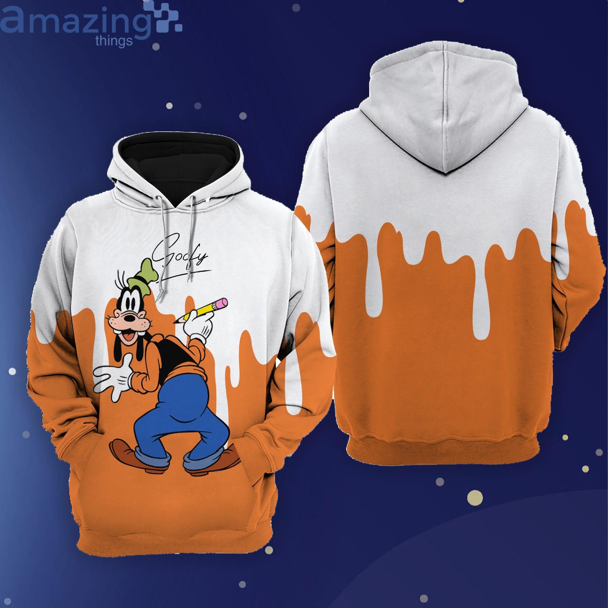 Goofy Dog Orange Paint Disney Cartoon Graphic 3D Hoodie Zip Hoodie Product Photo 1