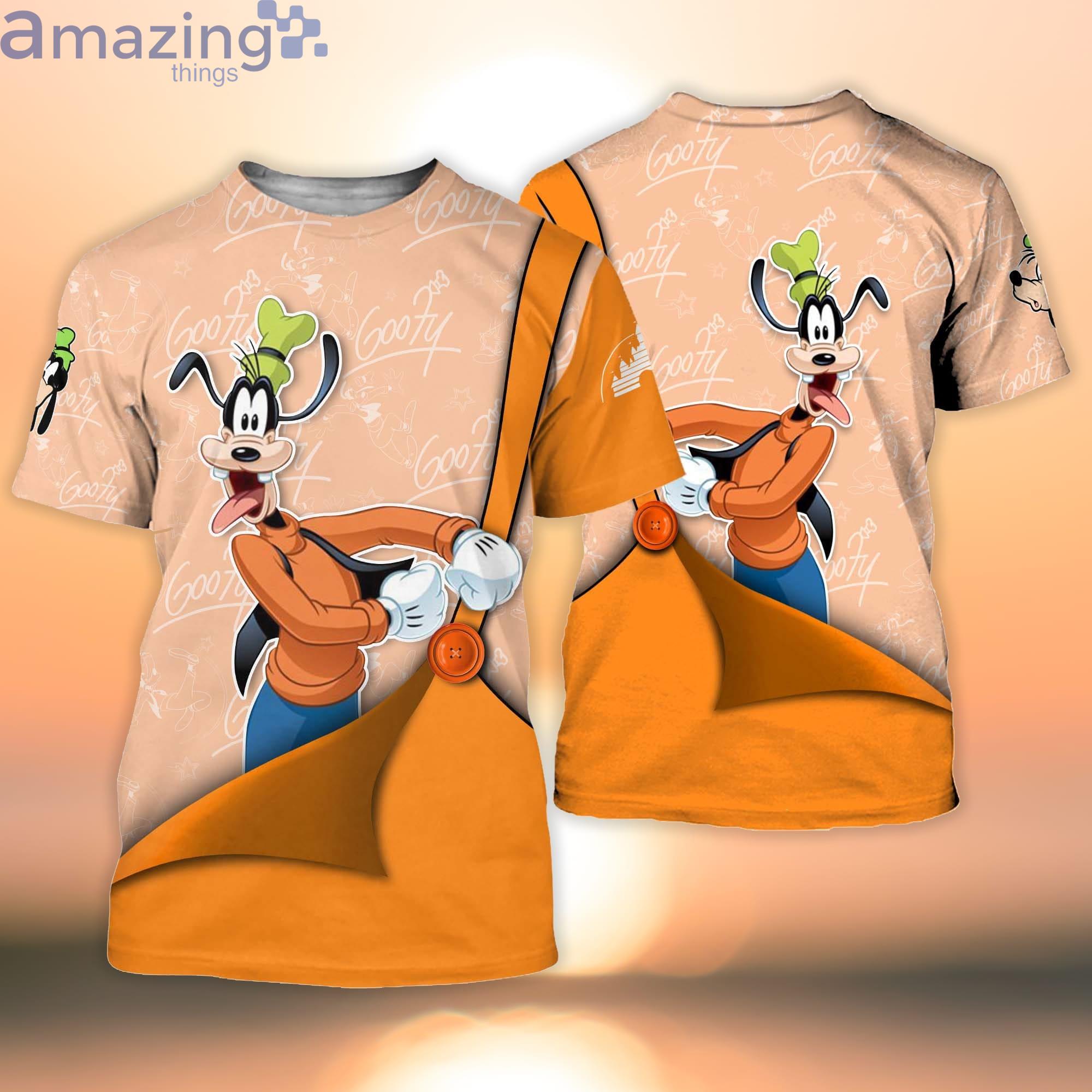 Goofy Orange Button Overalls Patterns Disney Cartoon Cartoon 3D T-Shirt Product Photo 1