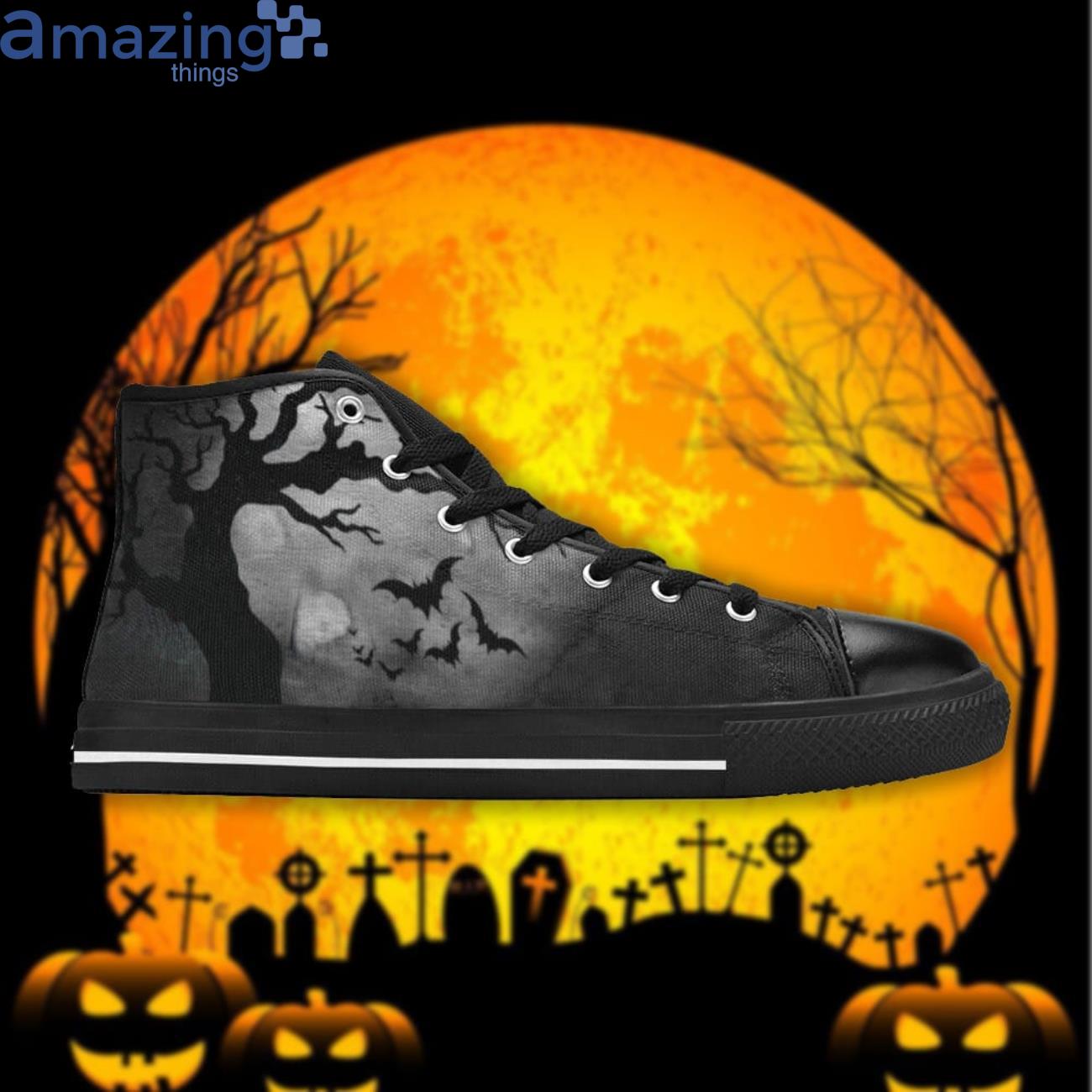 Gothic Silhouette Sneakers Flying Bats And Atmospheric Tree High Top Shoes image Gothic Silhouette Sneakers Flying Bats And Atmospheric Tree High Top Shoes Product Photo 3