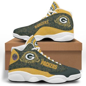 Green Bay Packers Air Jordan 13 Personalized Name For Fans-Men's Air Jordan 13-Yellow