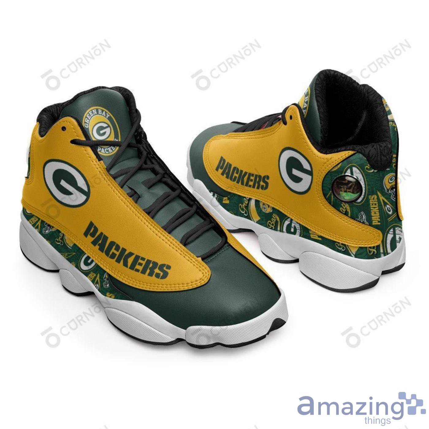 NFL Green Bay Packers Custom Name Air Jordan 13 Shoes V7