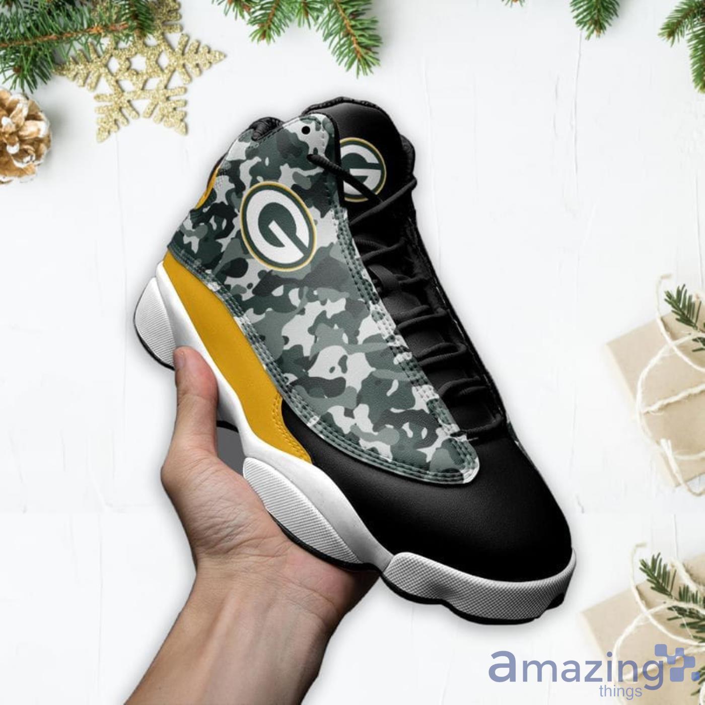 Green Bay Packers Camo Pattern Air Jordan 13 Shoes For Fans image Green Bay Packers Camo Pattern Air Jordan 13 Shoes For Fans Product Photo 3