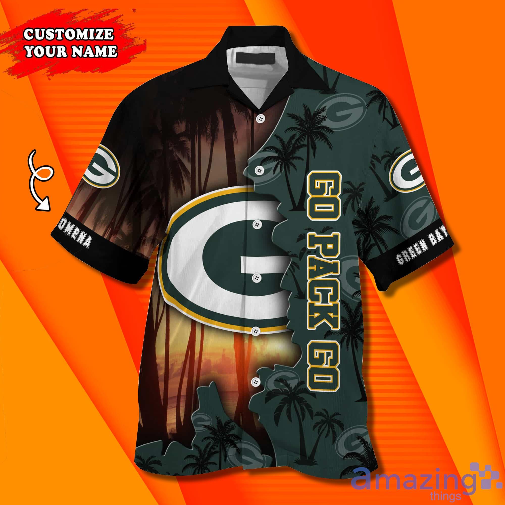 Green Bay Packers NF And Tropical Pattern Custom Name Hawaiian Shirt image Green Bay Packers NF And Tropical Pattern Custom Name Hawaiian Shirt Product Photo 3