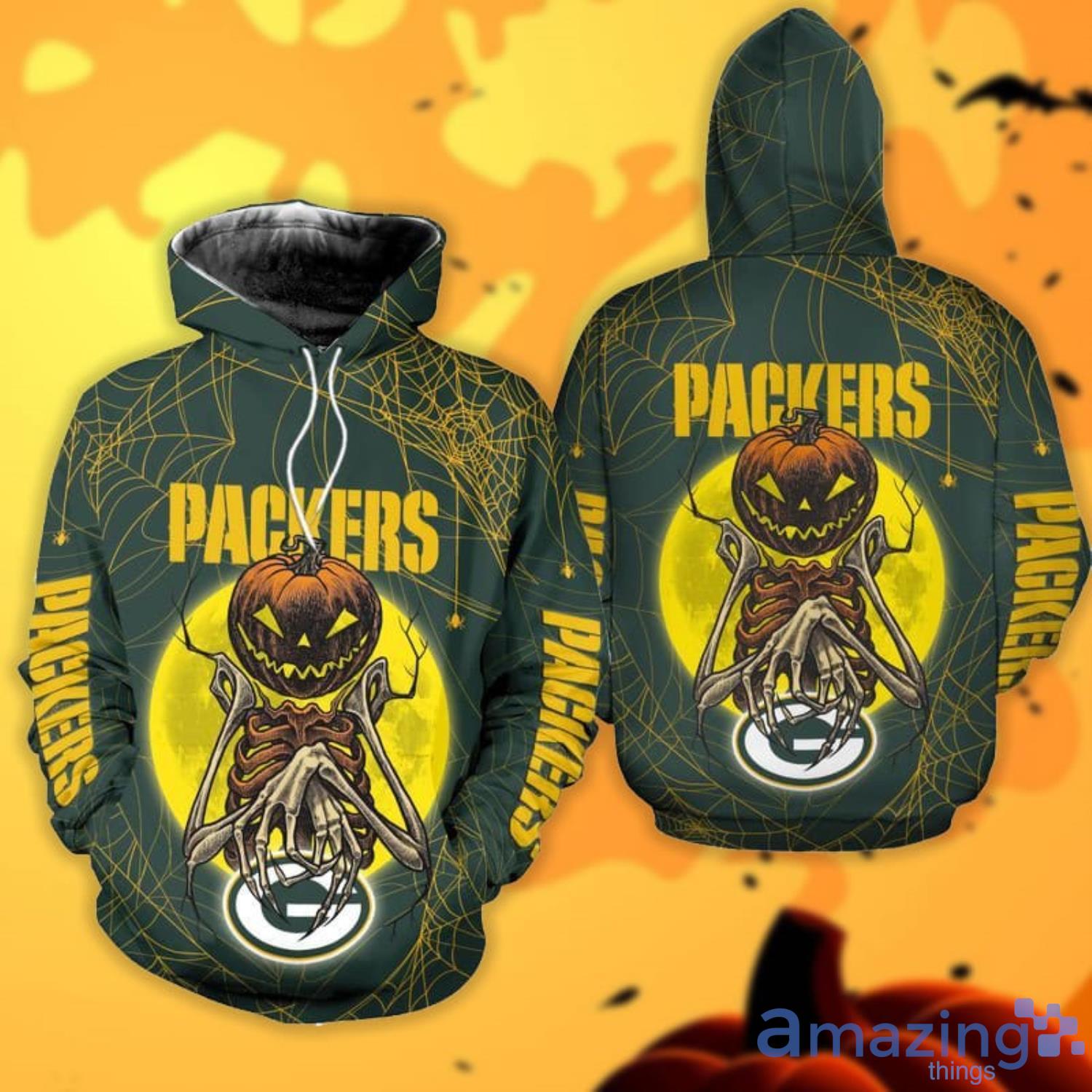 Green Bay Packers Pumpskin Monster Halloween 3D All Over Printed Shirts Product Photo 1
