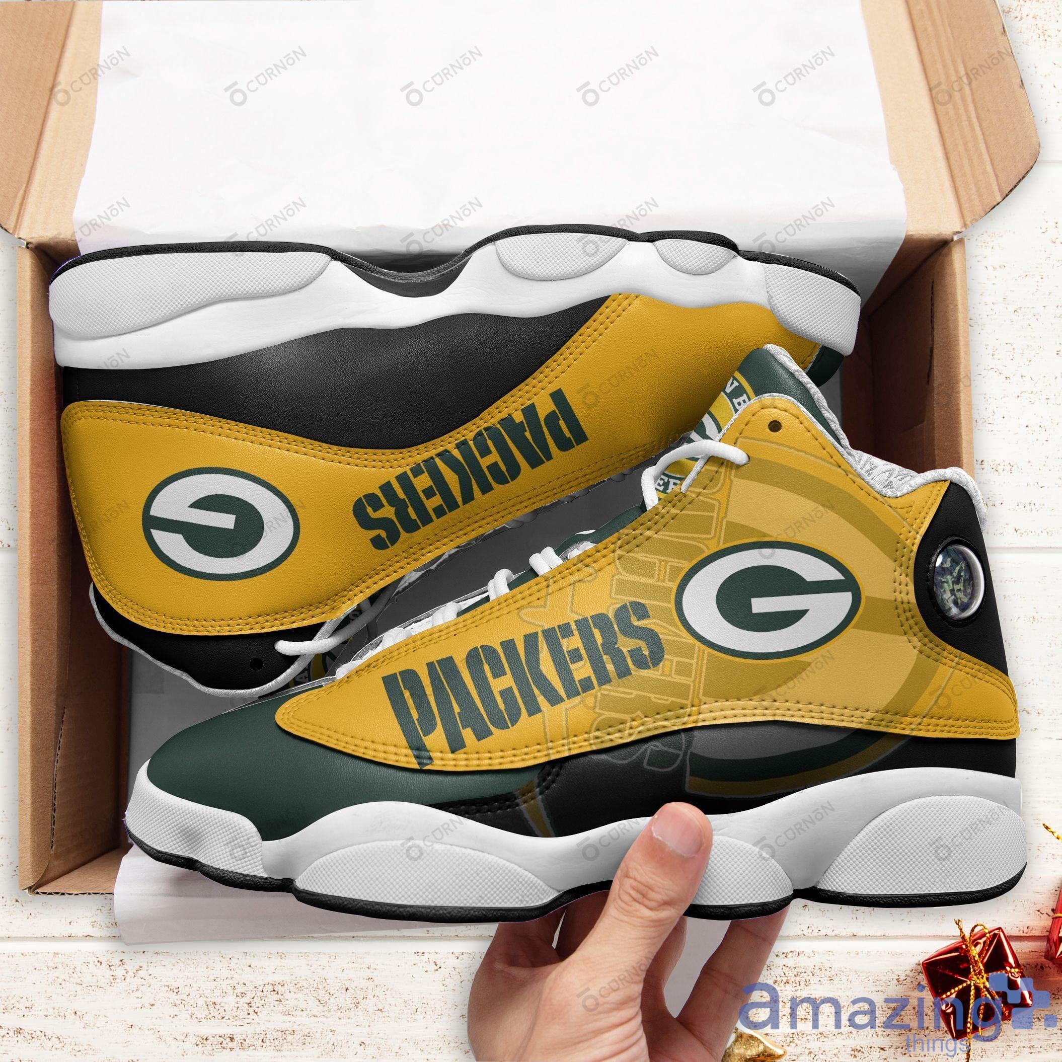 Green Bay Packers Yellow Air Jordan 13 Sneakers Shoes