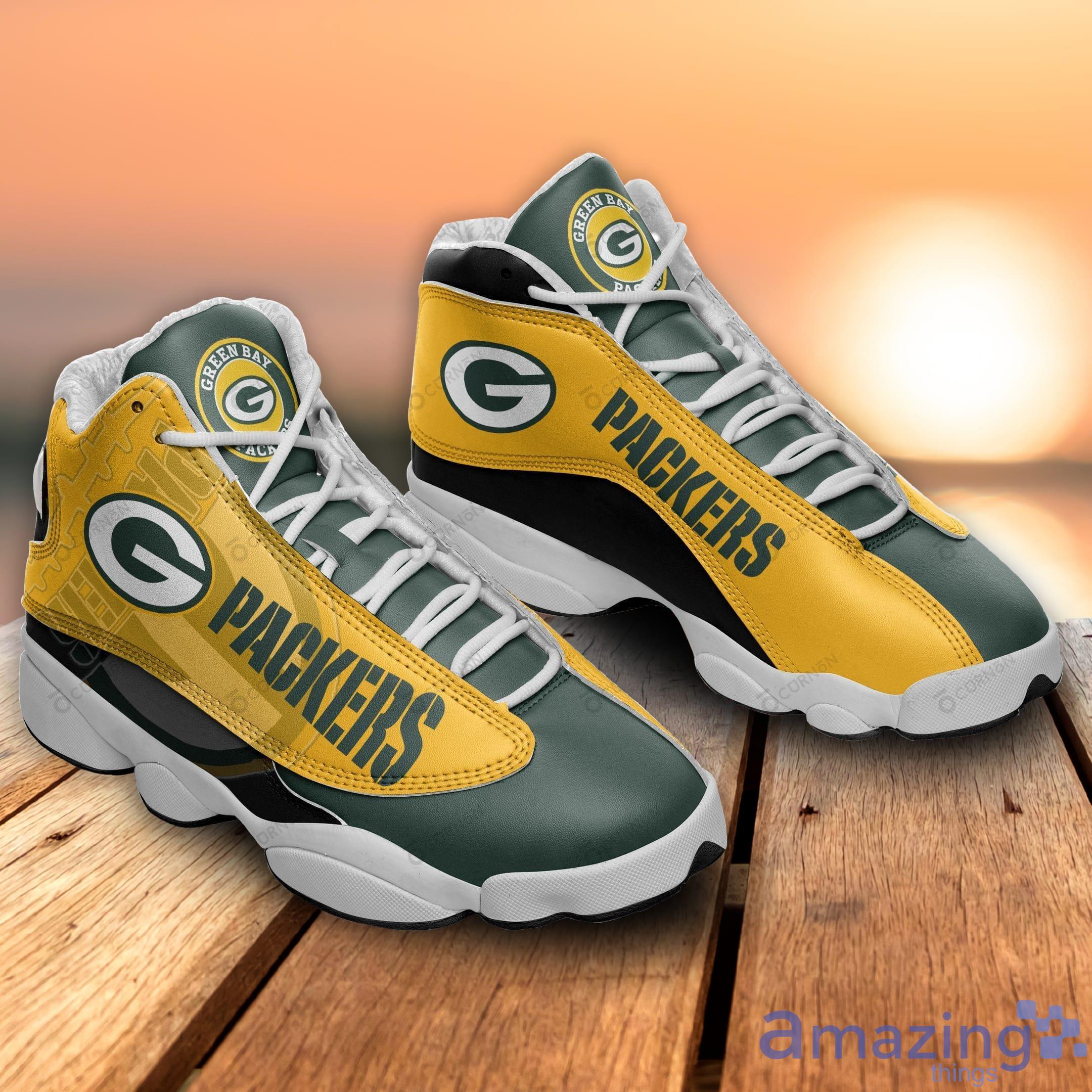 Green Bay Packers Yellow Air Jordan 13 Sneakers Shoes