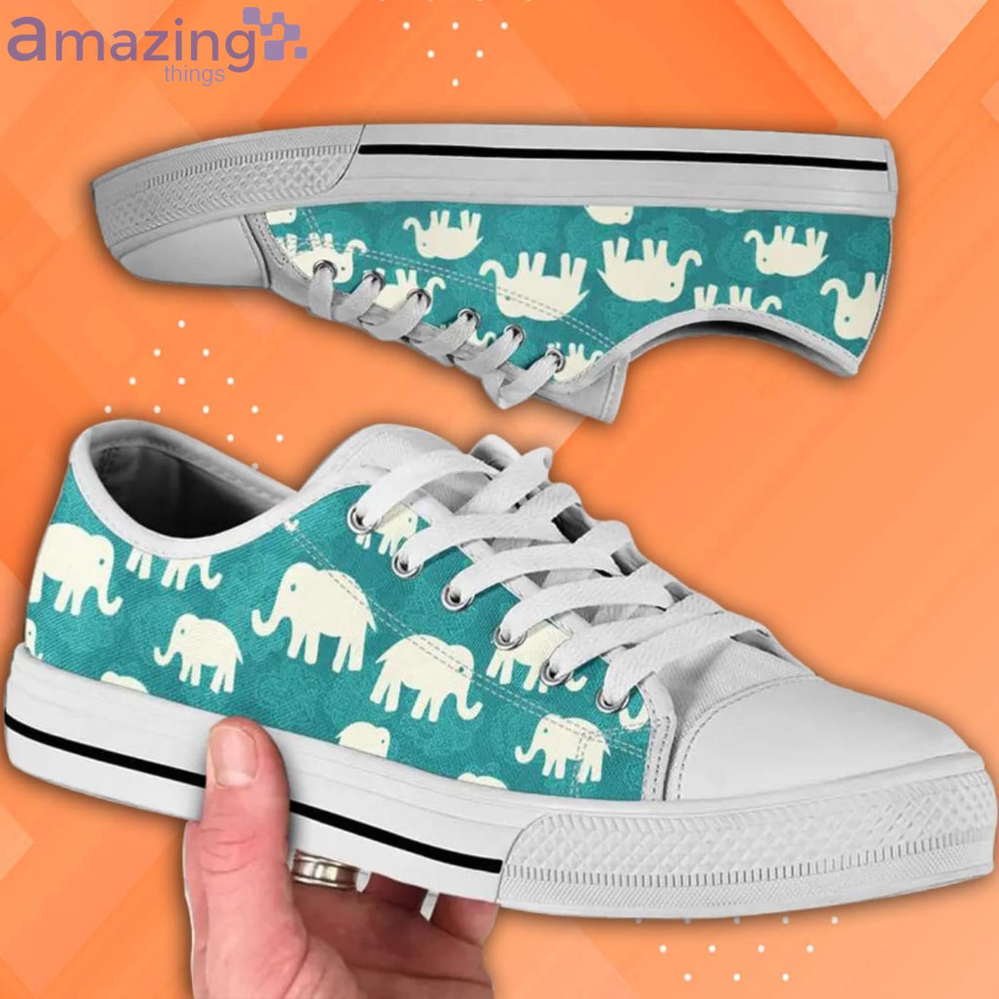 Green Elephant Pattern Low Top Shoes Product Photo 1