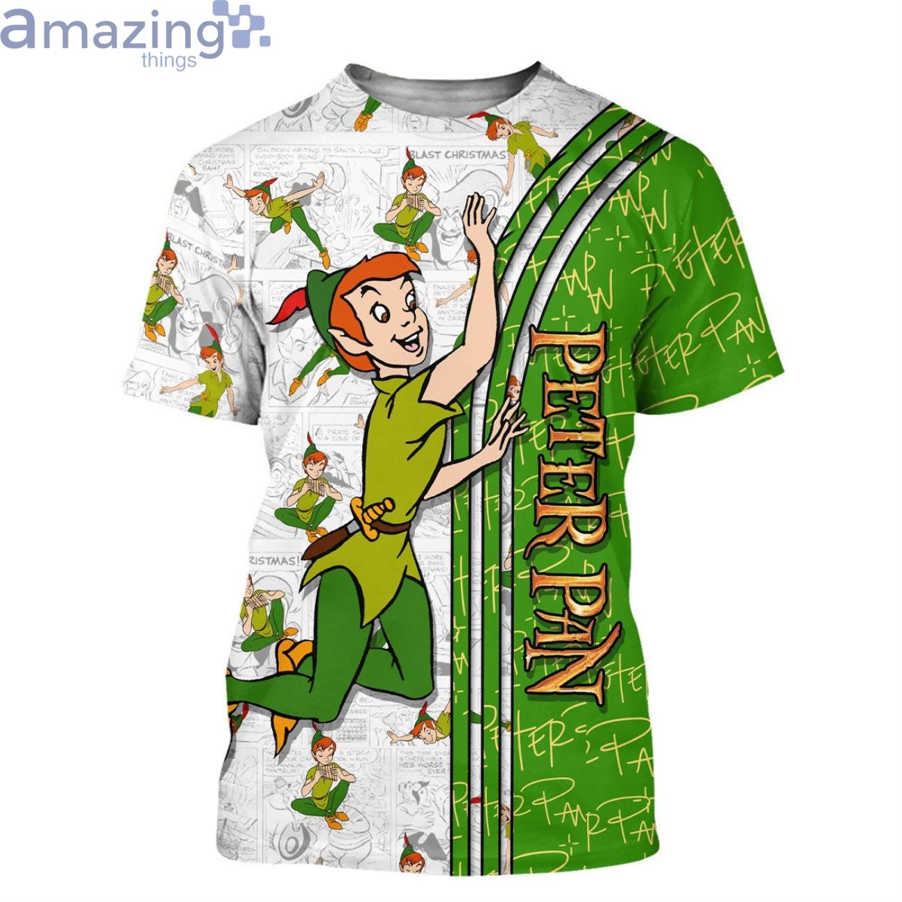 Green Peter Pan Cross Comic Book Patterns Disney Cartoon 3D T Shirt image Green Peter Pan Cross Comic Book Patterns Disney Cartoon 3D T-Shirt Product Photo 2