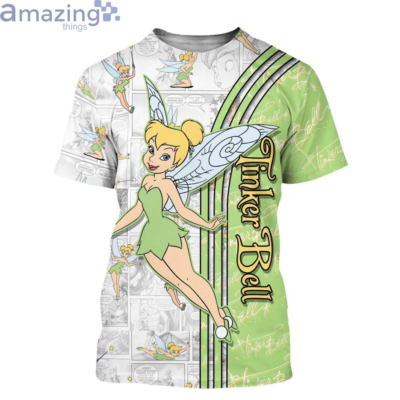 Green Tinker Bell Cross Comic Book Patterns Disney Cartoon 3D T Shirt image Green Tinker Bell Cross Comic Book Patterns Disney Cartoon 3D T-Shirt Product Photo 2