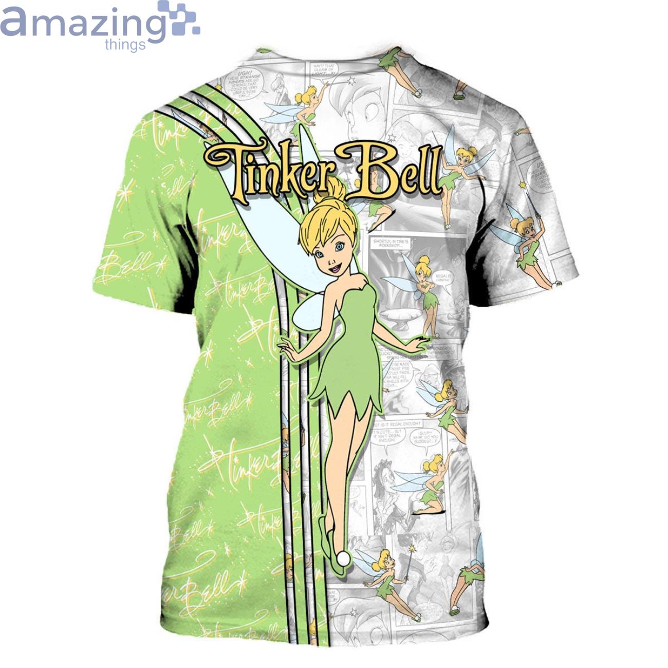 Green Tinker Bell Cross Comic Book Patterns Disney Cartoon 3D T Shirt image Green Tinker Bell Cross Comic Book Patterns Disney Cartoon 3D T-Shirt Product Photo 3