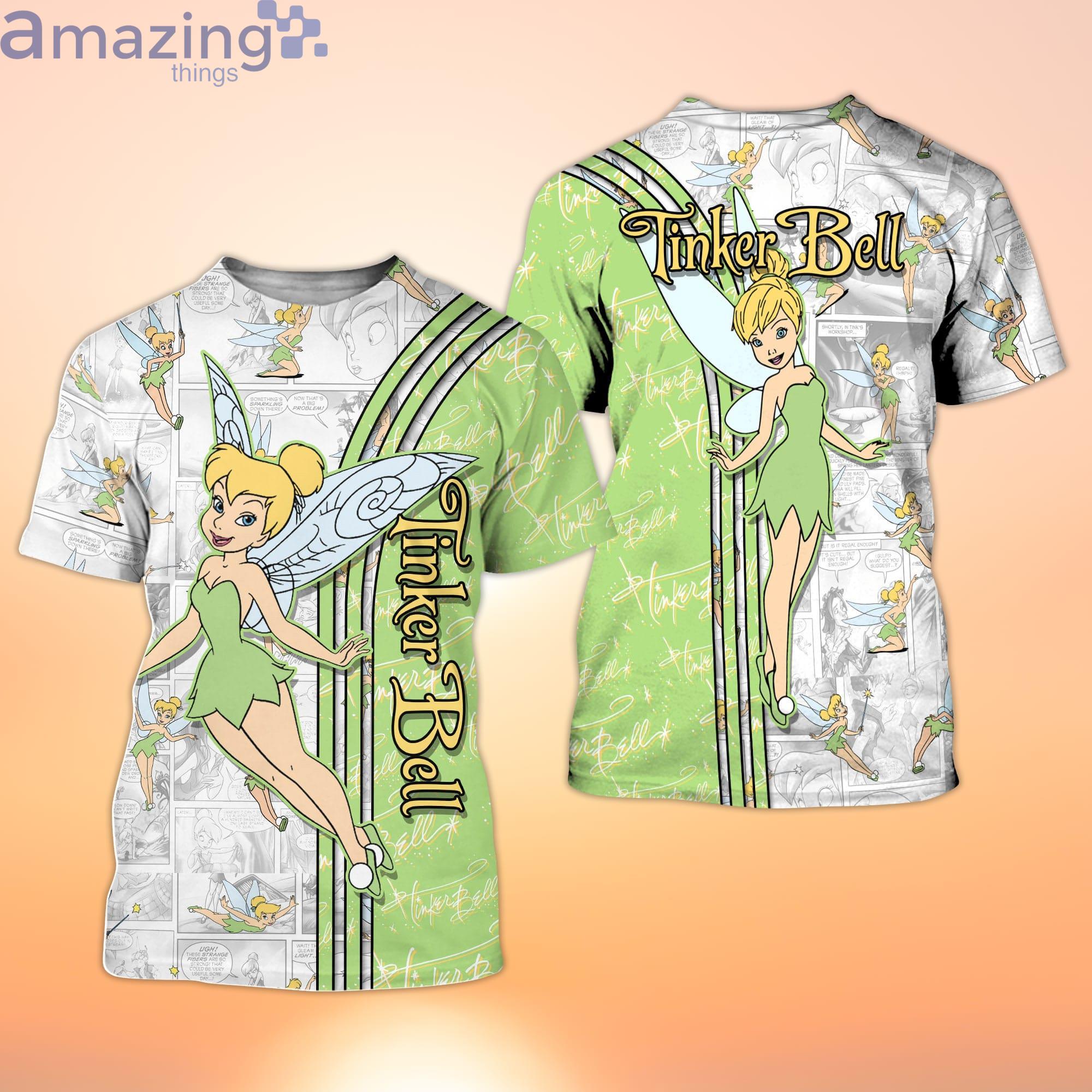 Green Tinker Bell Cross Comic Book Patterns Disney Cartoon 3D T-Shirt Product Photo 1 Green Tinker Bell Cross Comic Book Patterns Disney Cartoon 3D T-Shirt Product Photo 1