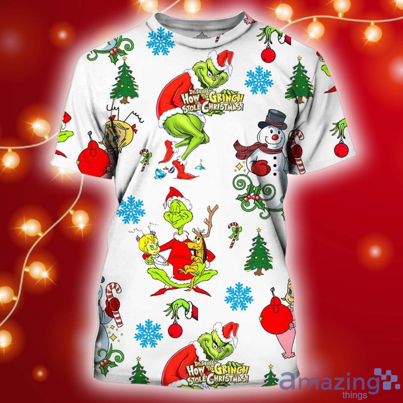 Grinch Christmas Pattern All Over Print 3D Shirt Product Photo 1