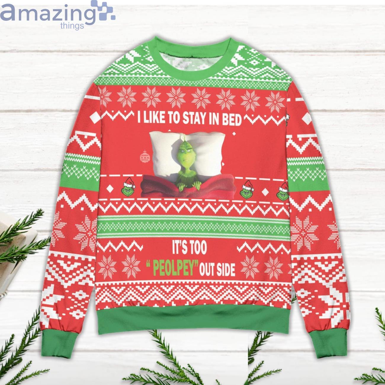 Grinch Disney It's Too Peopley Outside Ugly Christmas Sweater image Grinch Disney It's Too Peopley Outside Ugly Christmas Sweater