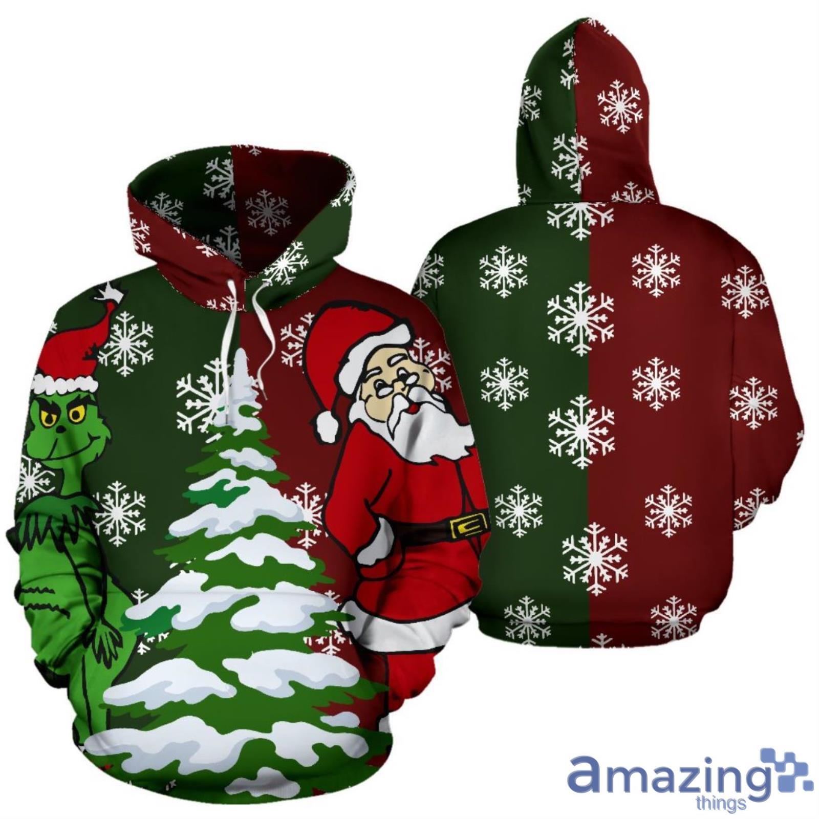 Grinch & Santa Claus 3D All Over Printed Shirt For Christmas Product Photo 1