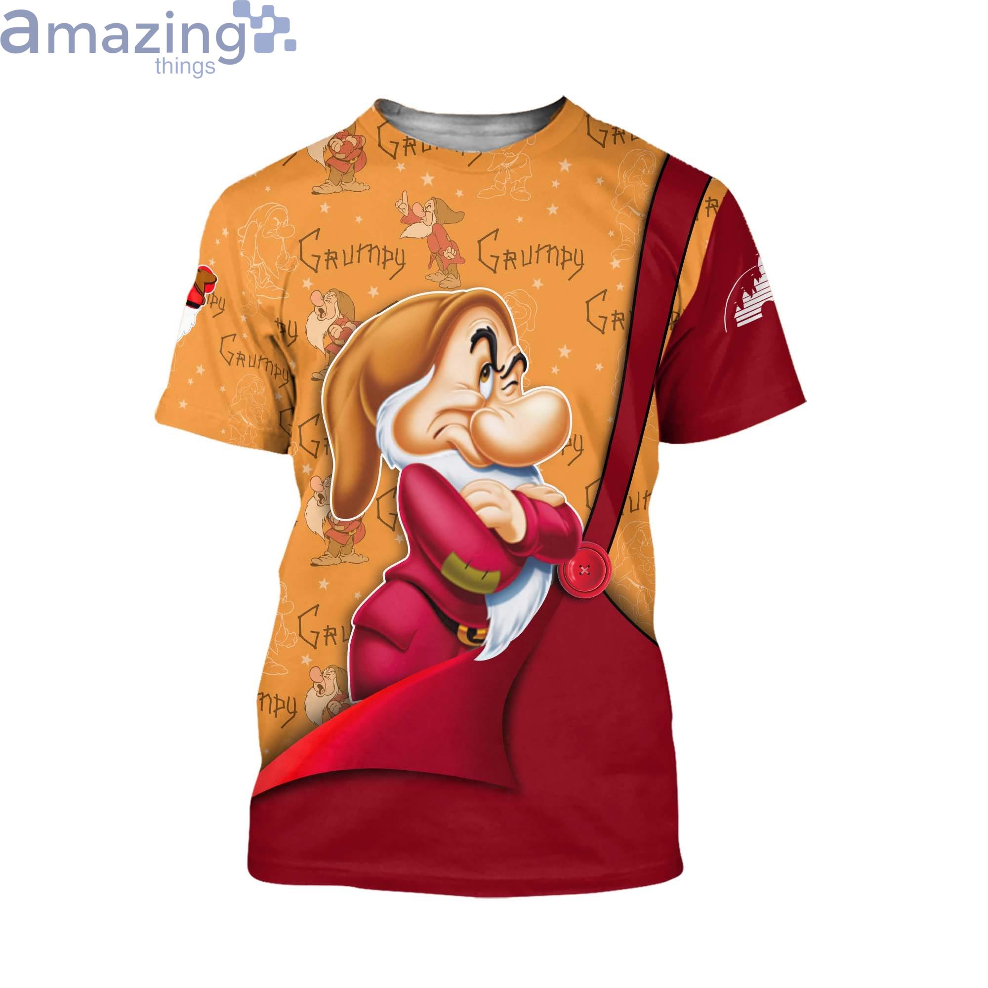 Grumpy Dwarf Red Button Overalls Patterns Disney Cartoon 3D T Shirt image Grumpy Dwarf Red Button Overalls Patterns Disney Cartoon 3D T-Shirt Product Photo 2