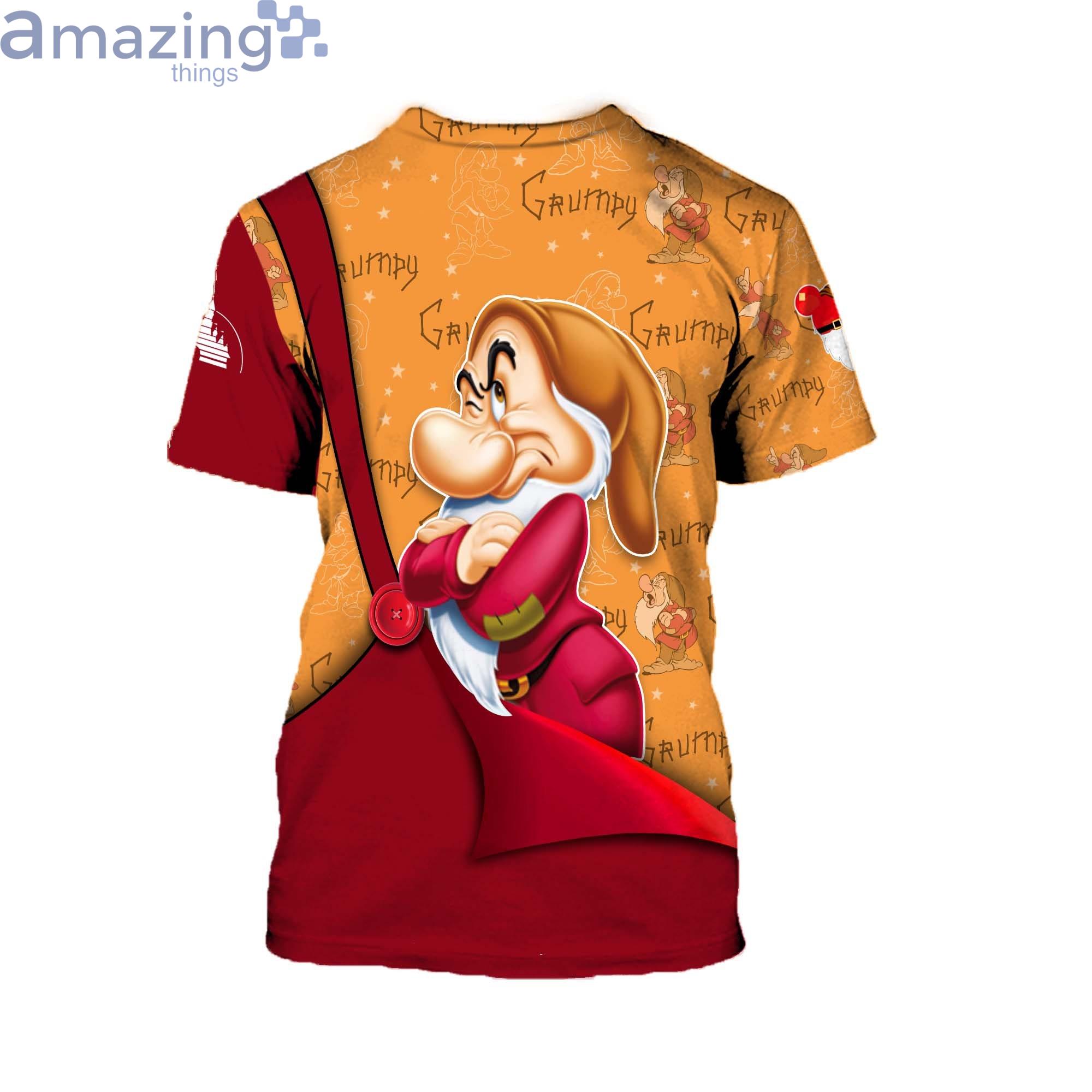 Grumpy Dwarf Red Button Overalls Patterns Disney Cartoon 3D T Shirt image Grumpy Dwarf Red Button Overalls Patterns Disney Cartoon 3D T-Shirt Product Photo 3