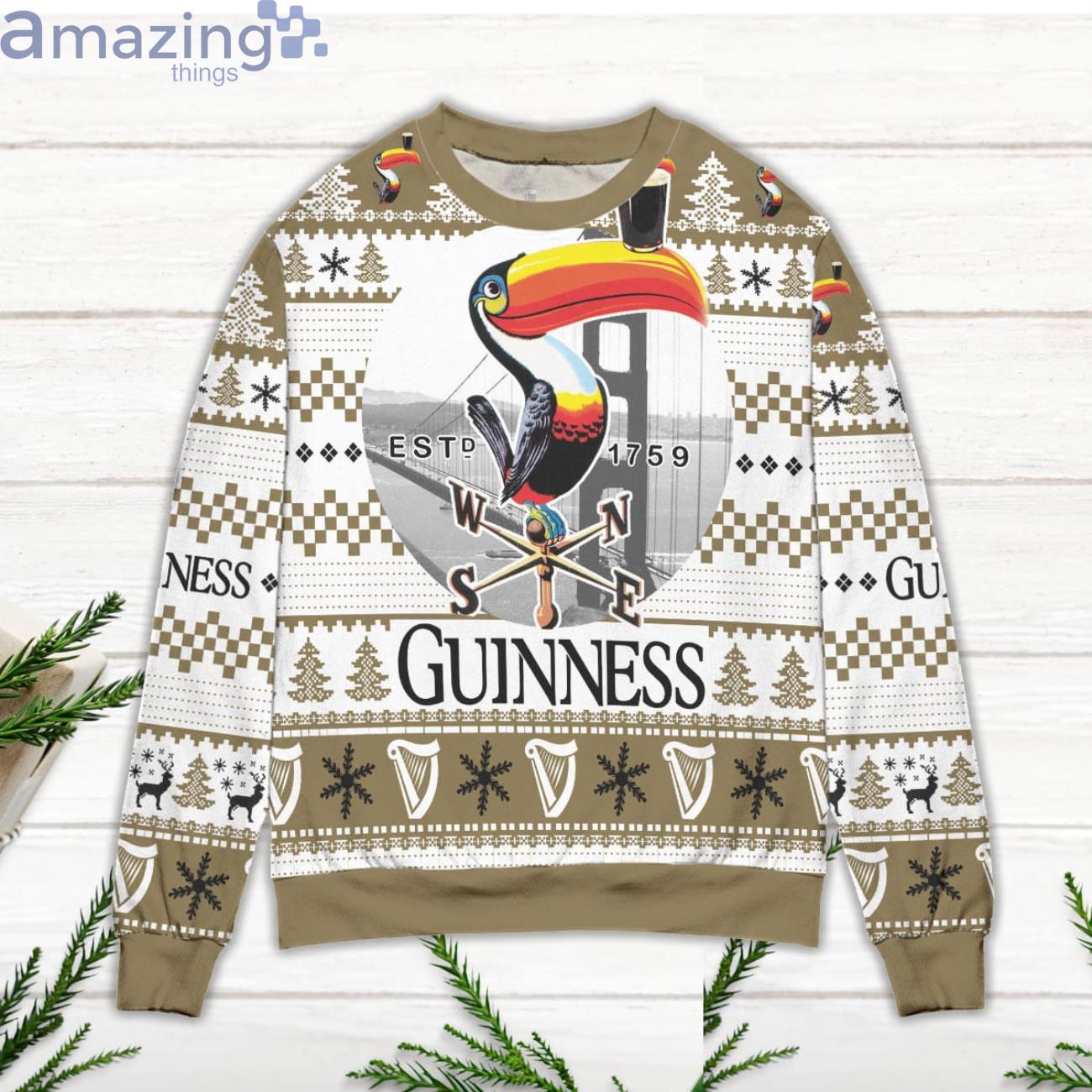Guinness Beer Logo Checkered Pattern Claus Ugly Christmas Sweater image Guinness Beer Logo Checkered Pattern Claus Ugly Christmas Sweater Product Photo 2
