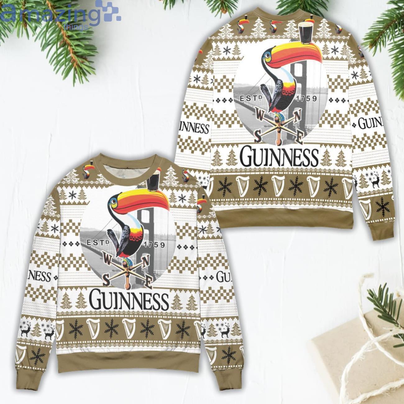 Guinness Beer Logo Checkered Pattern Claus Ugly Christmas Sweater Product Photo 1 Guinness Beer Logo Checkered Pattern Claus Ugly Christmas Sweater Product Photo 1