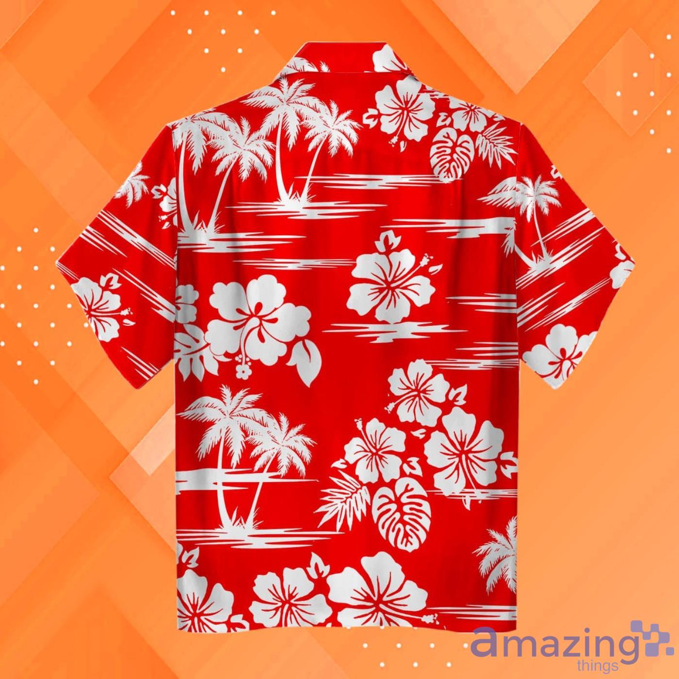 Habicus Flowers And Island Red Hawaiian Shirt And Beach Short Pant image Habicus Flowers And Island Red Hawaiian Shirt And Beach Short Pant Product Photo 2