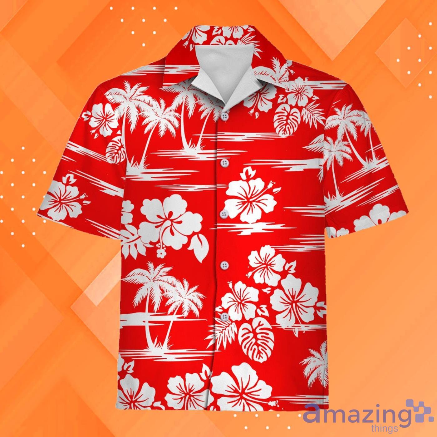 Habicus Flowers And Island Red Hawaiian Shirt And Beach Short Pant Product Photo 1