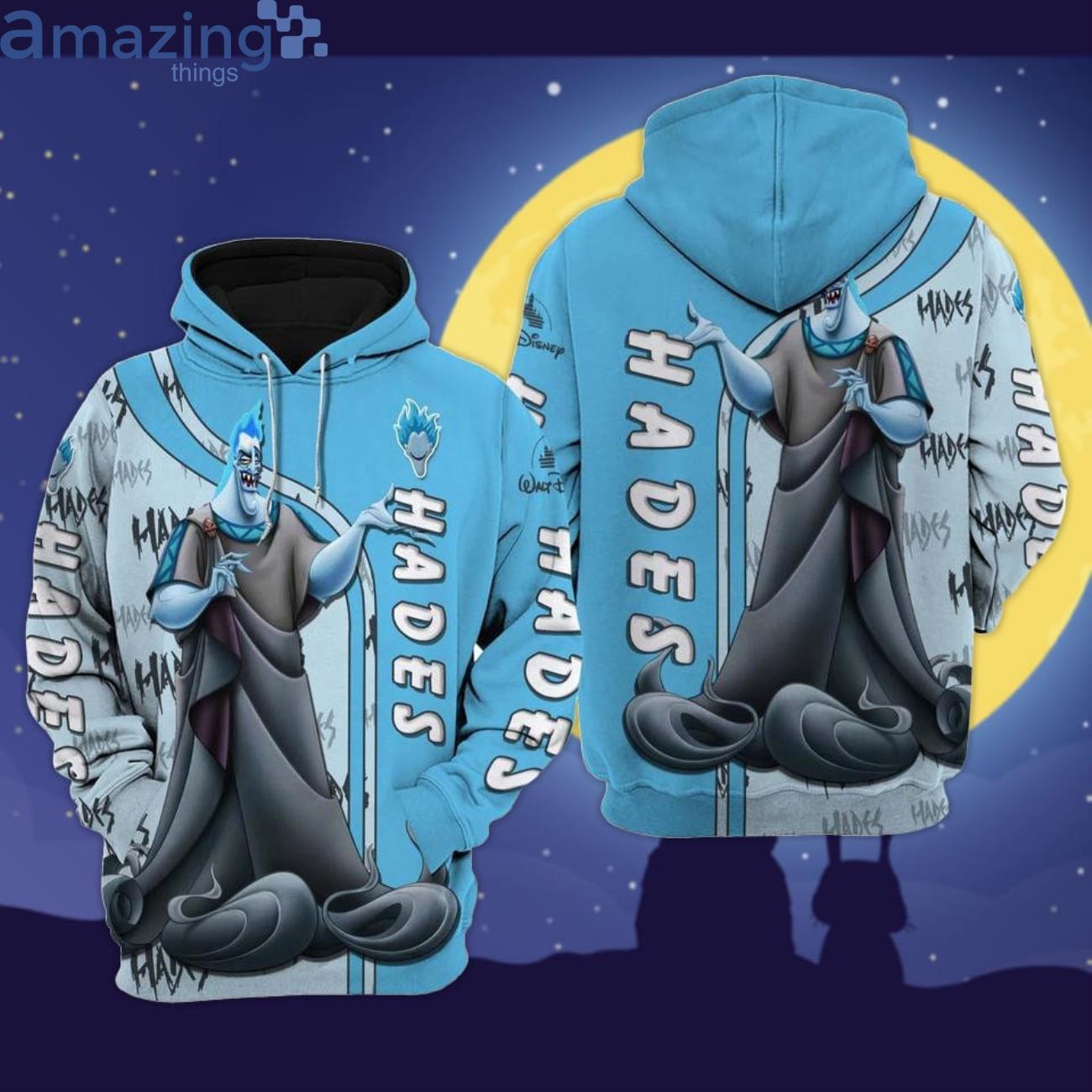 Hades Evil Villains Disney Cartoon Graphic 3D Hoodie Zip Hoodie Product Photo 1