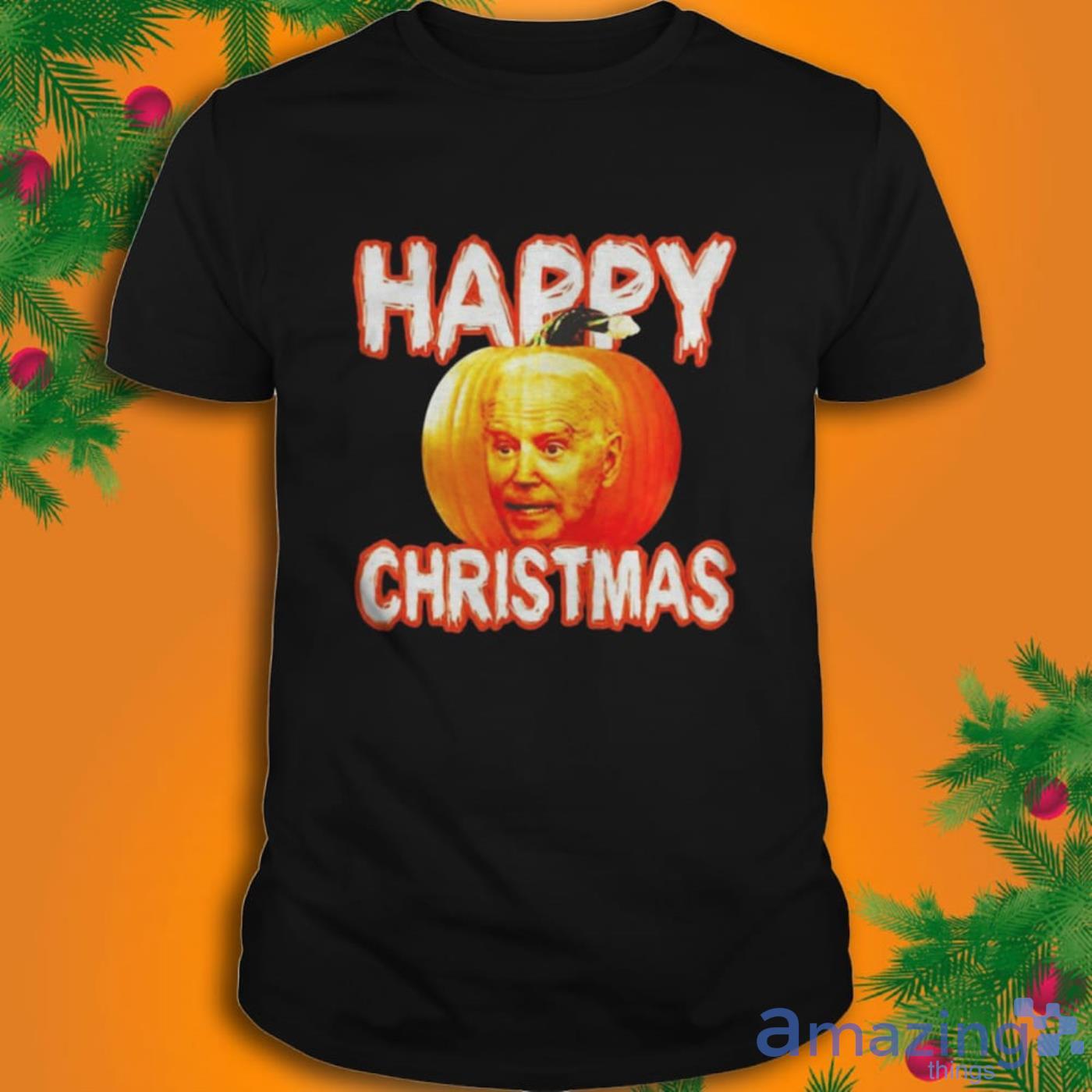 Halloween Joe Biden Pumpkin Happy Christmas T-Shirt Product Photo 1