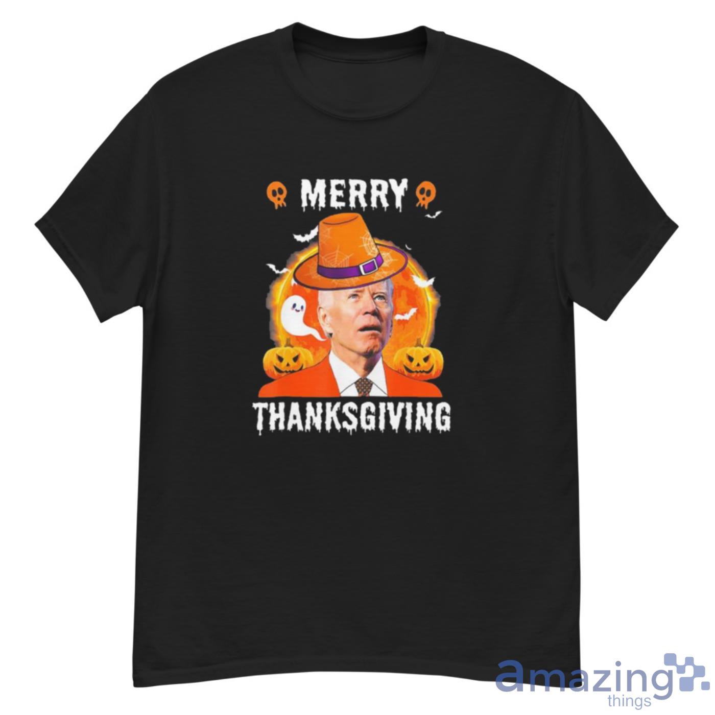 Halloween Merry Christmas Joe Biden Confused Merry Thanksgiving Funny Shirt Product Photo 1