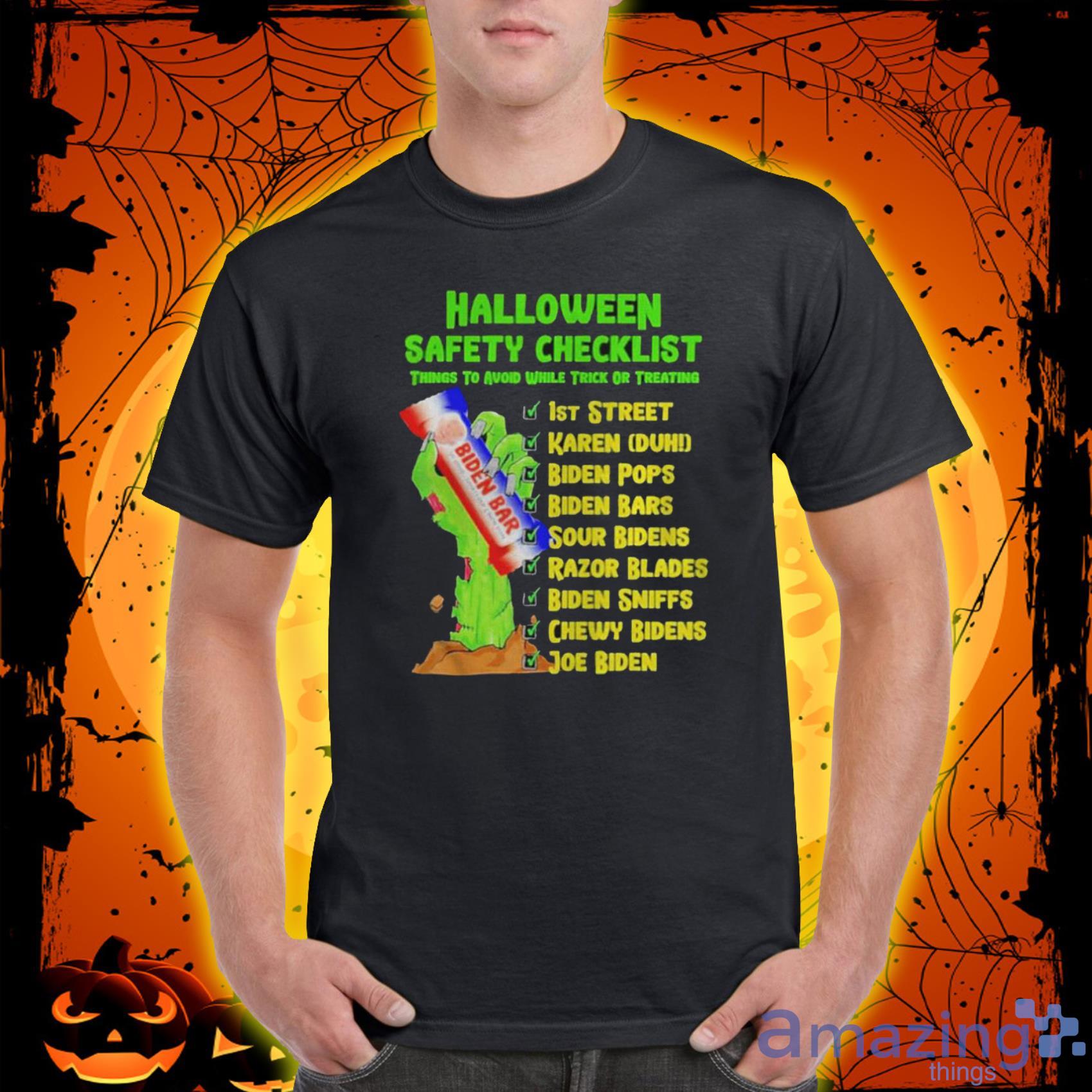 Halloween Safety Checklist Joe Biden Meme Trending T-Shirt 2022 Product Photo 1