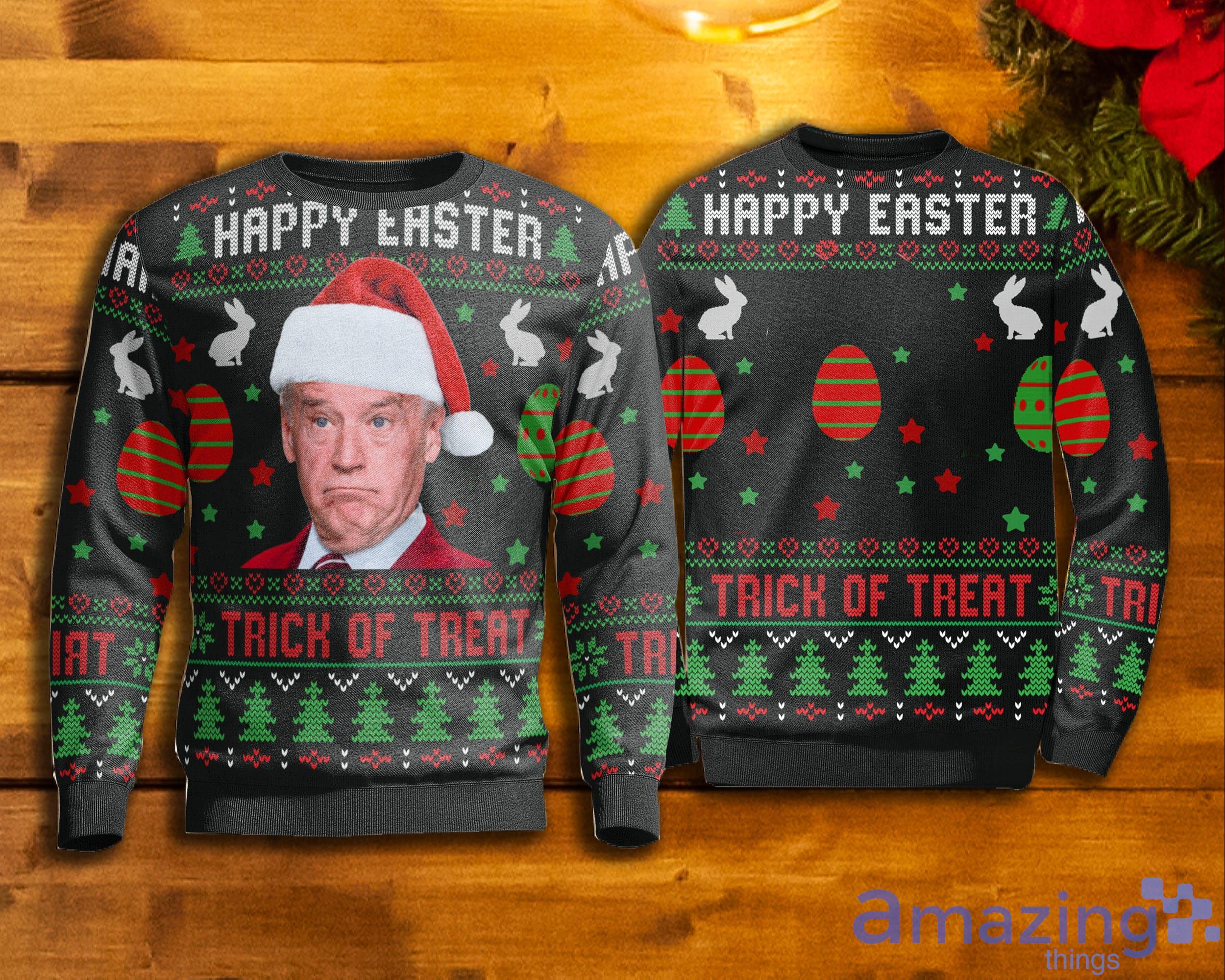 Happy Easter Biden Trick Or Treat Sweater Joe Biden Ugly Christmas Sweater