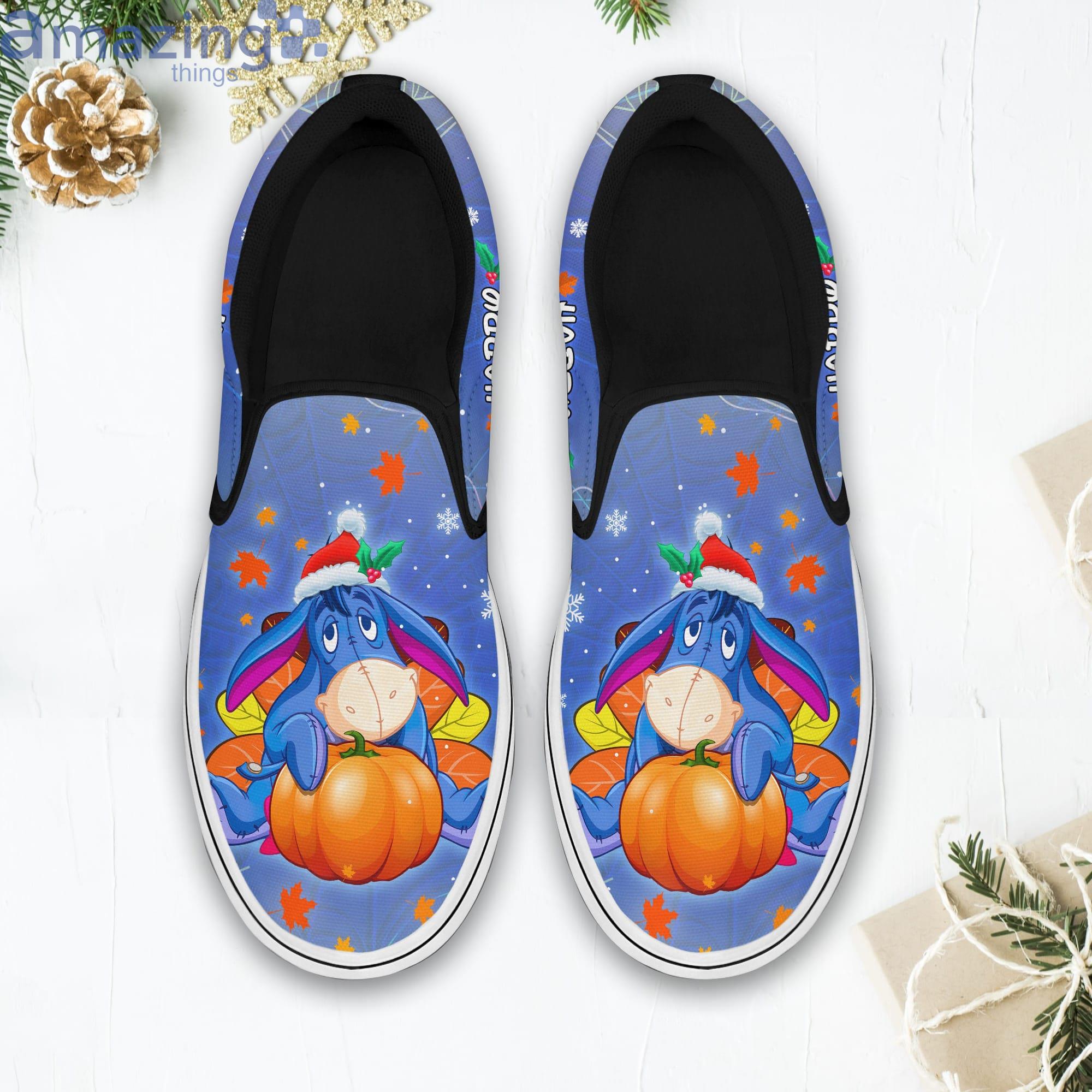 Happy Hallothanksmas Eeyore Blue Disney Halloween Thanksgiving Christmas Slip On Shoes Product Photo 1 Happy Hallothanksmas Eeyore Blue Disney Halloween Thanksgiving Christmas Slip On Shoes Product Photo 1