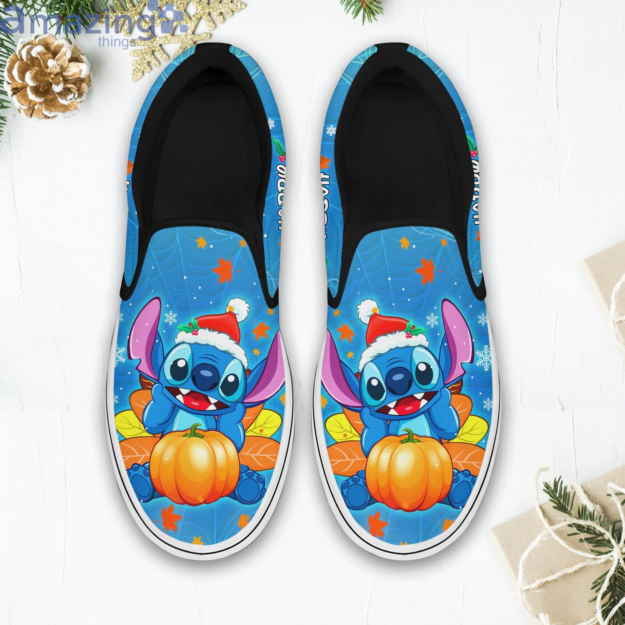 Happy Hallothanksmas Stitch Blue Disney Halloween Thanksgiving Christmas Slip On Shoes Product Photo 1 Happy Hallothanksmas Stitch Blue Disney Halloween Thanksgiving Christmas Slip On Shoes Product Photo 1
