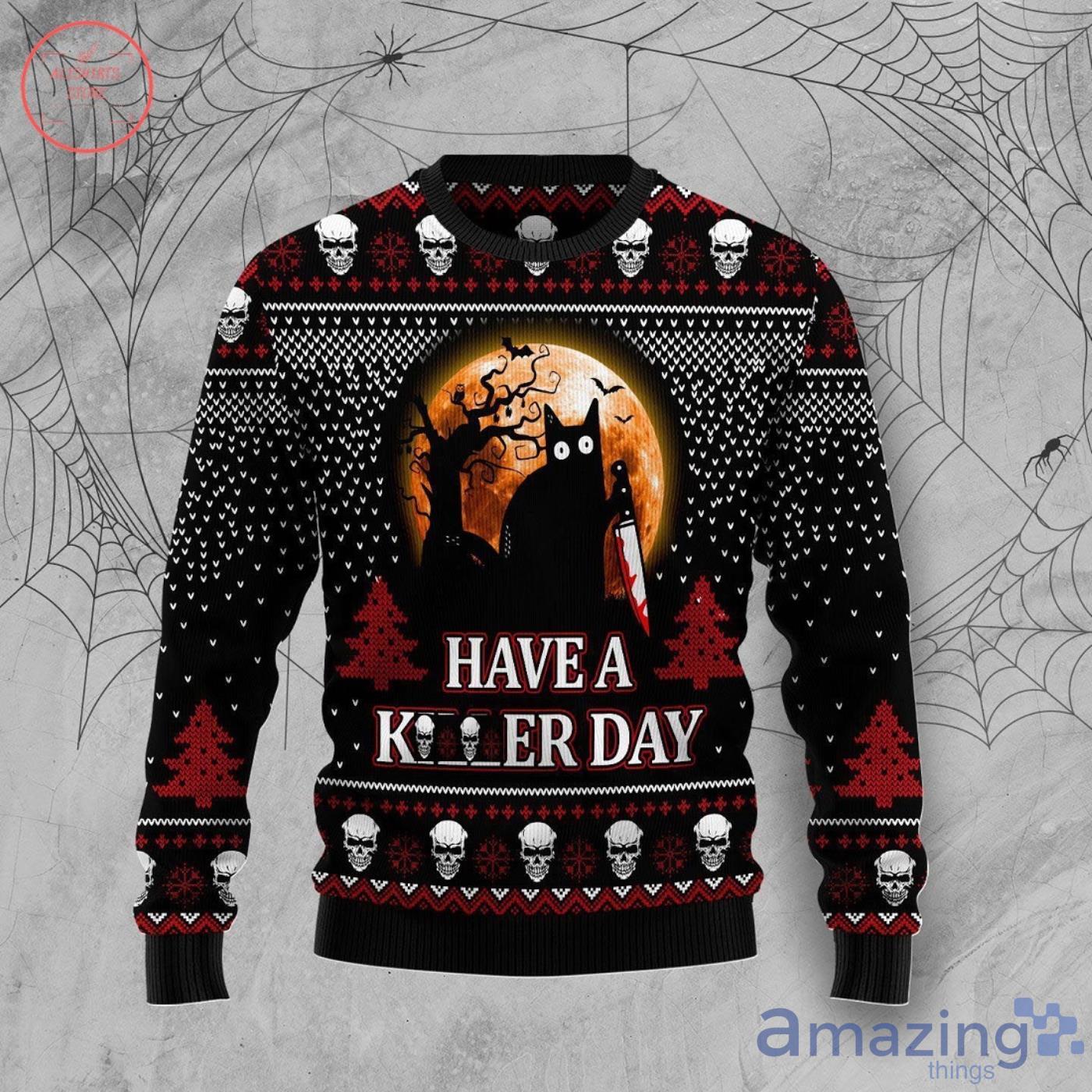 Happy Halloween Black Cat Have Killer Day Halloween Sweater Product Photo 1