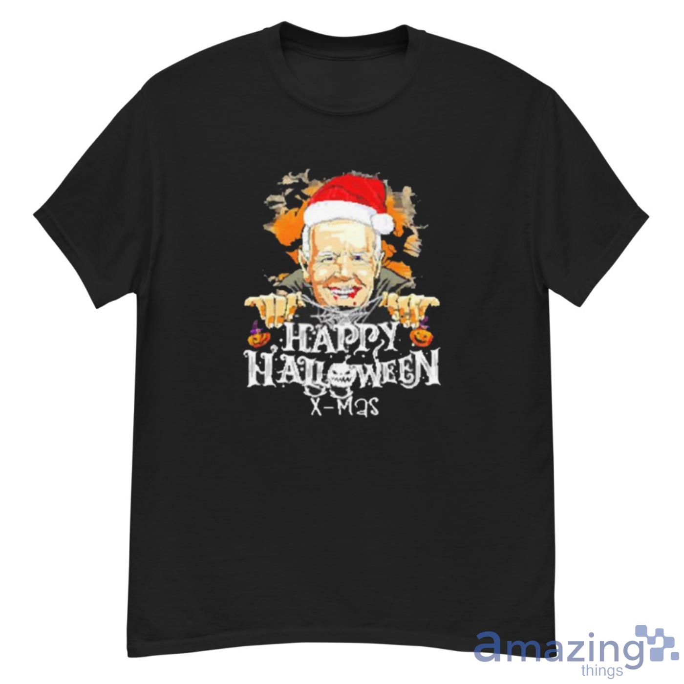 Happy Halloween Merry Xmas Funny Joe Biden Shirt Product Photo 1
