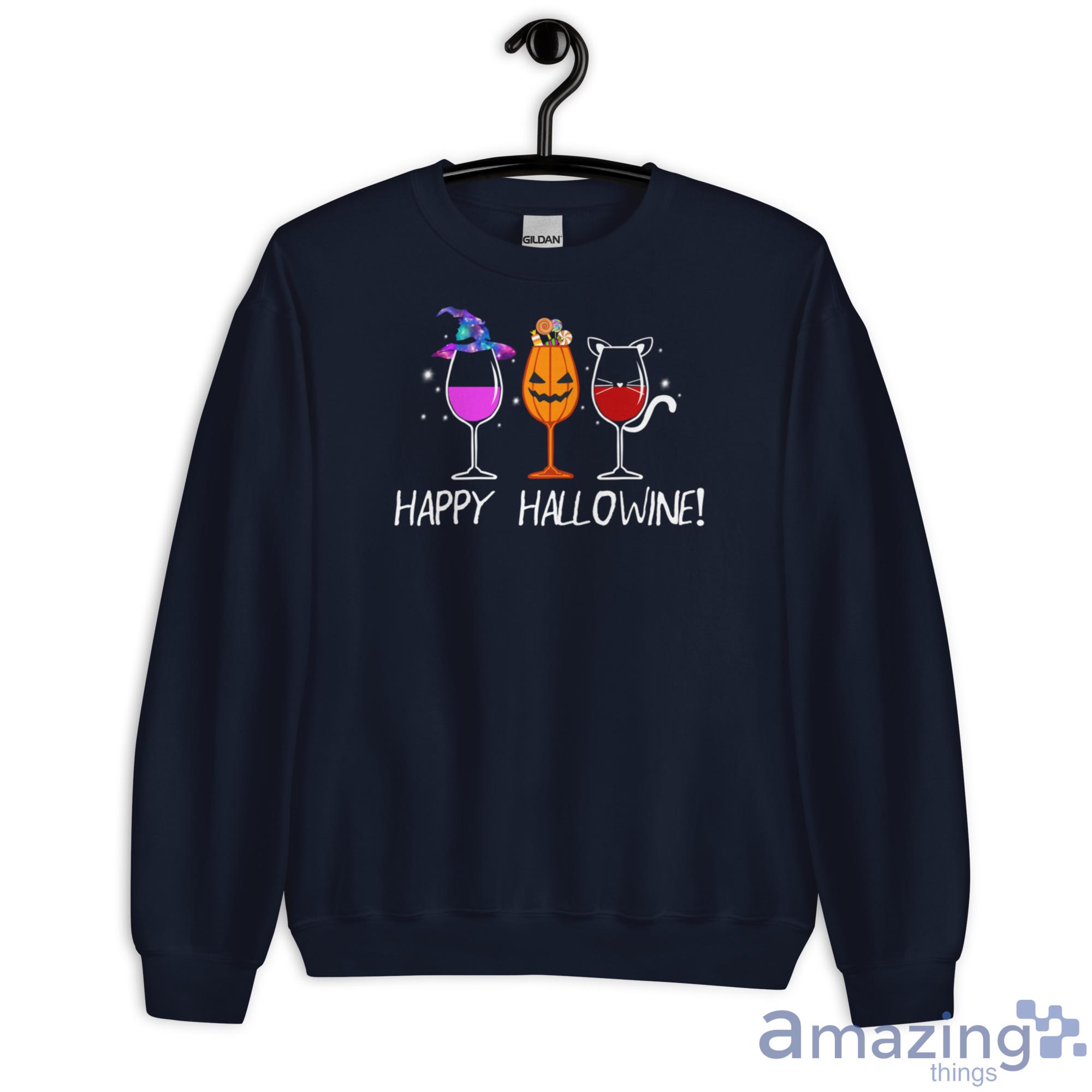 Happy Hallowine T-Shirt Gift For Halloween Christmas Sweatshirt - G180 Unisex Heavy Blend Crewneck Sweatshirt-1