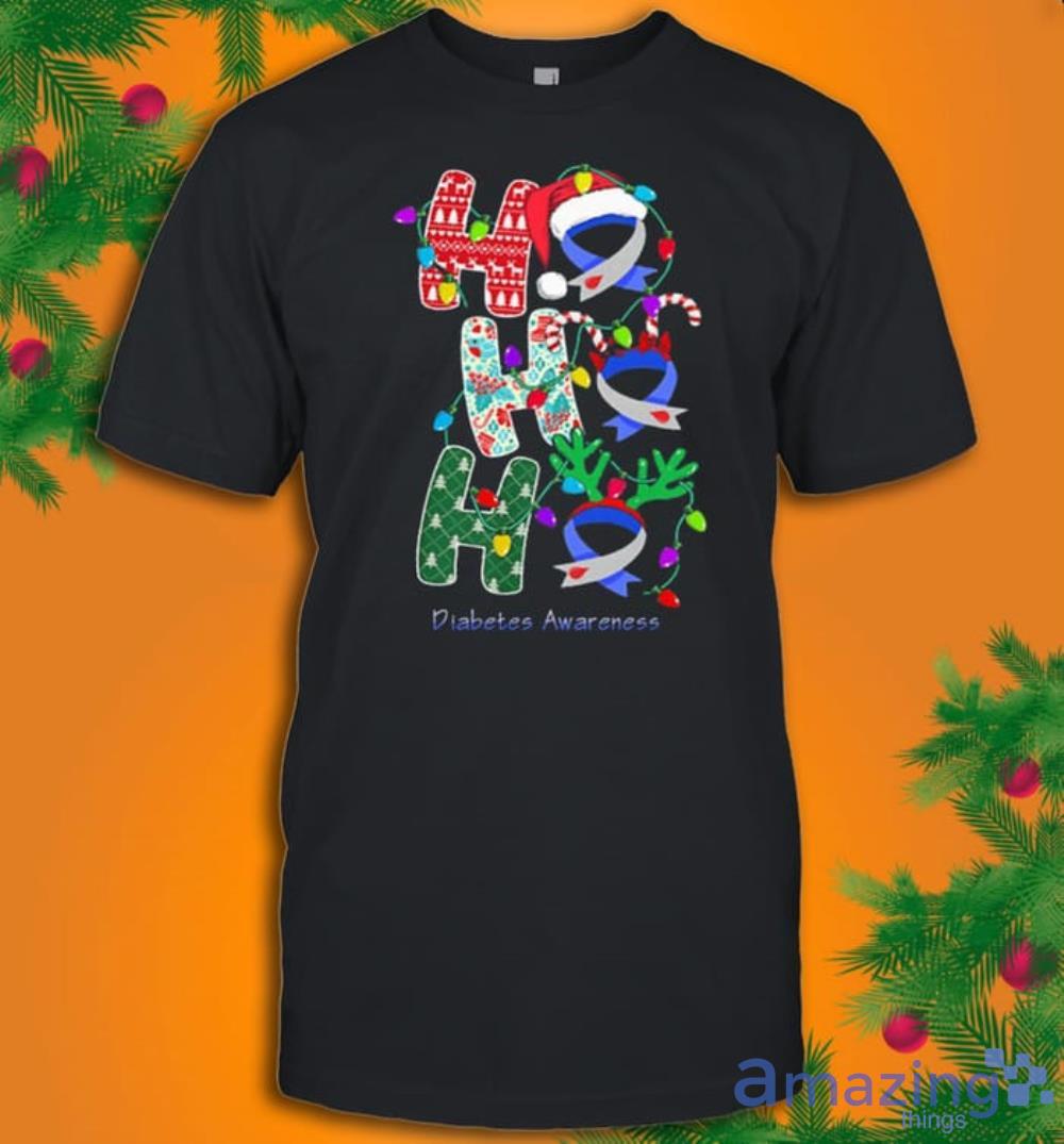 Ho Ho Ho Merry Christmas Diabetes Awareness T-Shirt Product Photo 1 Ho Ho Ho Merry Christmas Diabetes Awareness T-Shirt Product Photo 1