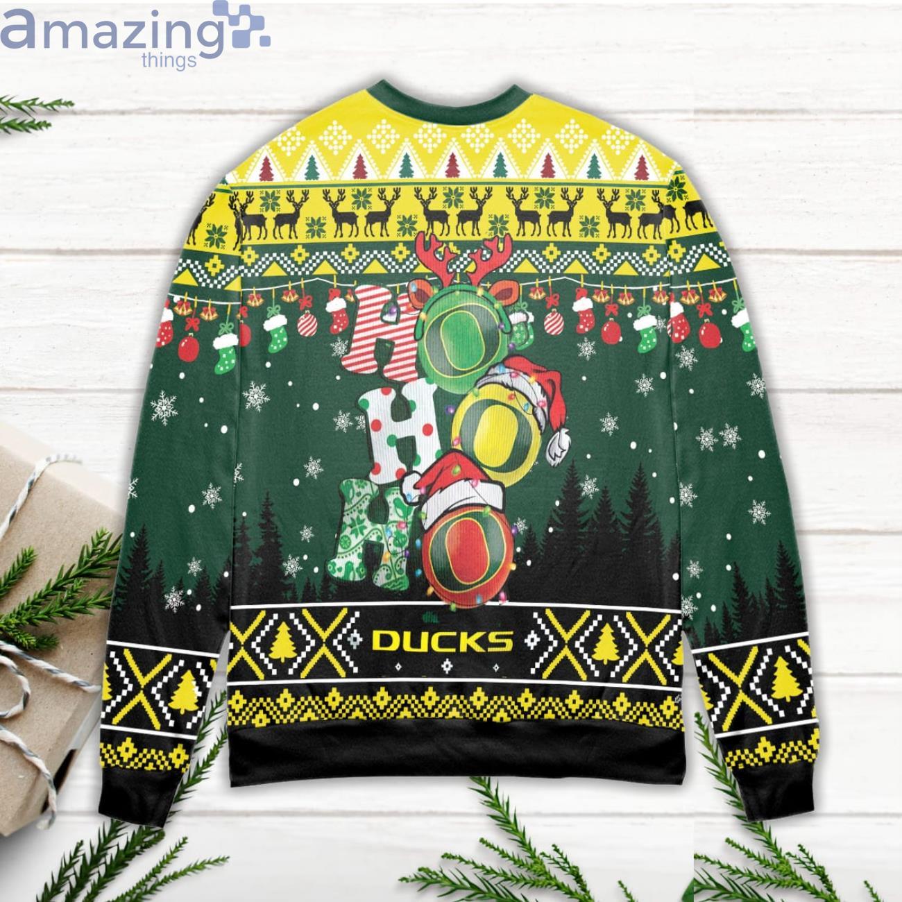 Ho Ho Ho Santa Claus & Reindeer Ugly Christmas Sweater image Ho Ho Ho Santa Claus & Reindeer Ugly Christmas Sweater Product Photo 3