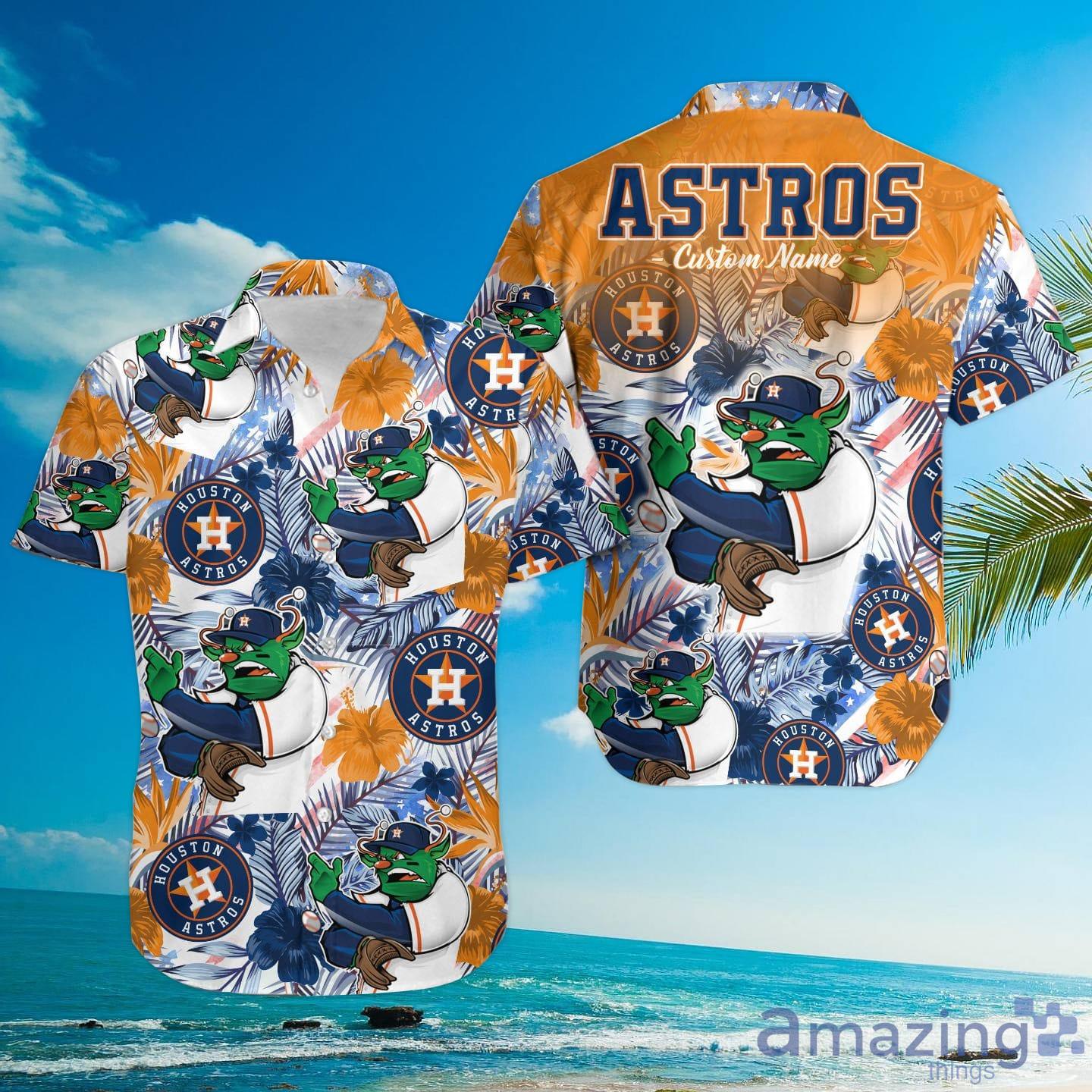 Houston Astros Tropical Floral Custom Name Aloha Hawaiian Shirt