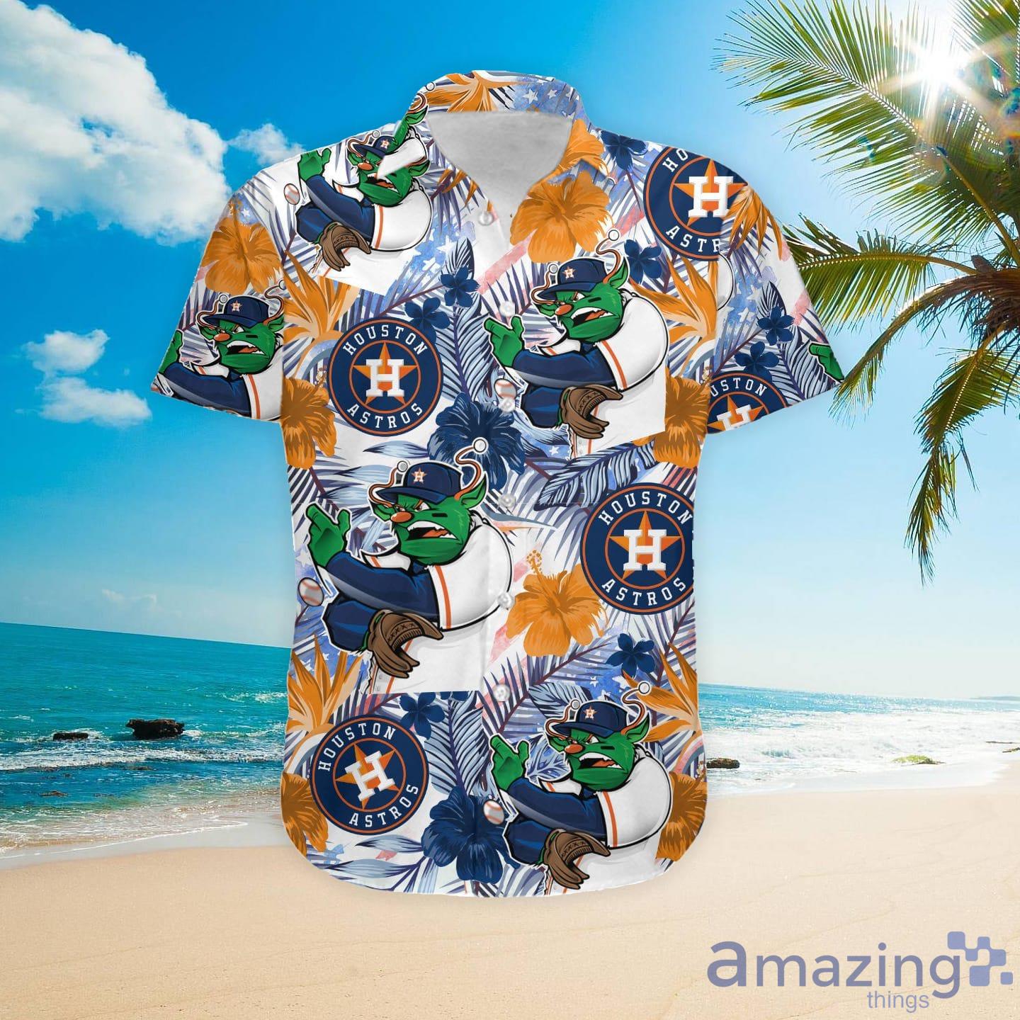 MLB Houston Astros Mascot Tropical Floral Custom Name Hawaiian Shirt