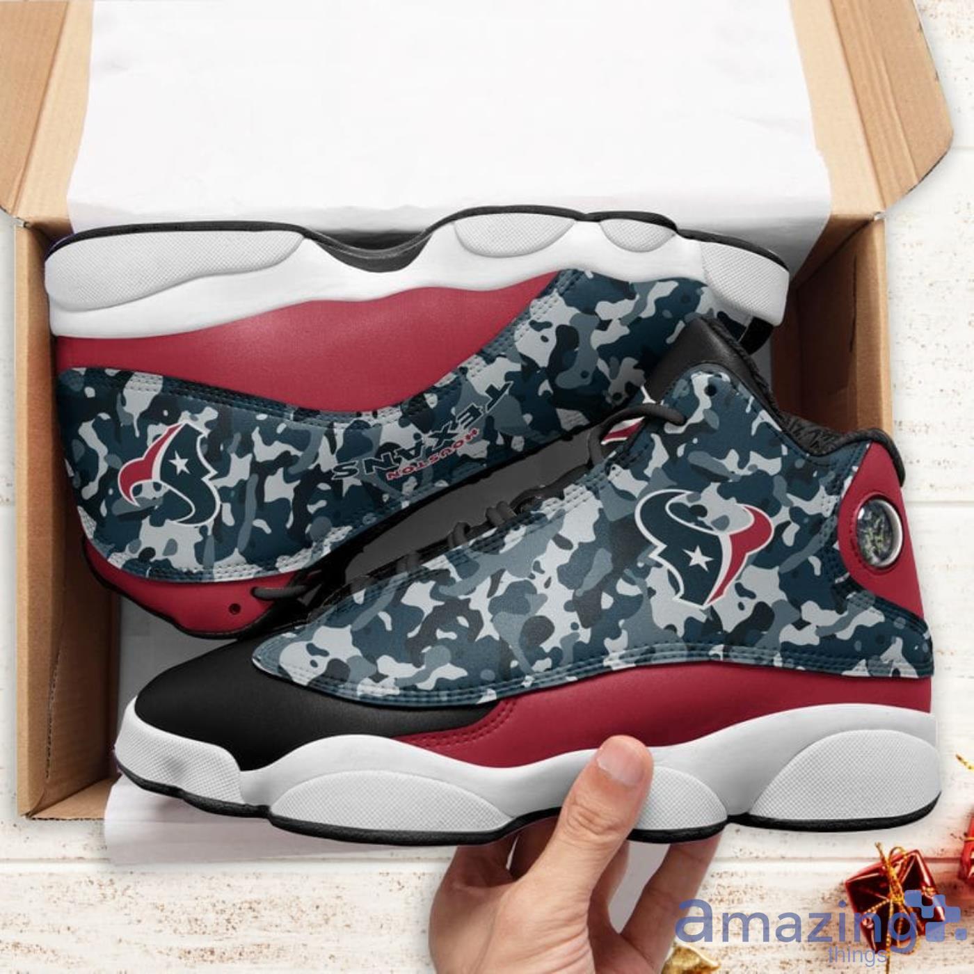 Custom Name Houston Texans Nfl Fans Triangle Pattern Air Jordan 13 Shoes -  Freedomdesign