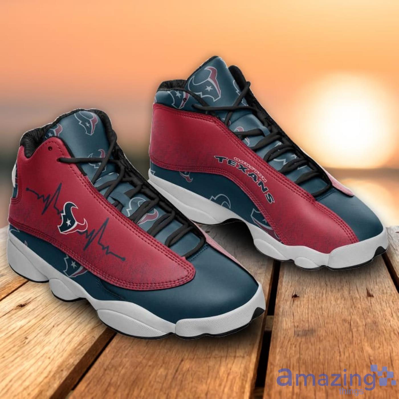 Houston Texans Heartbeat Pattern Air Jordan 13 Shoes For Fans Product Photo 1
