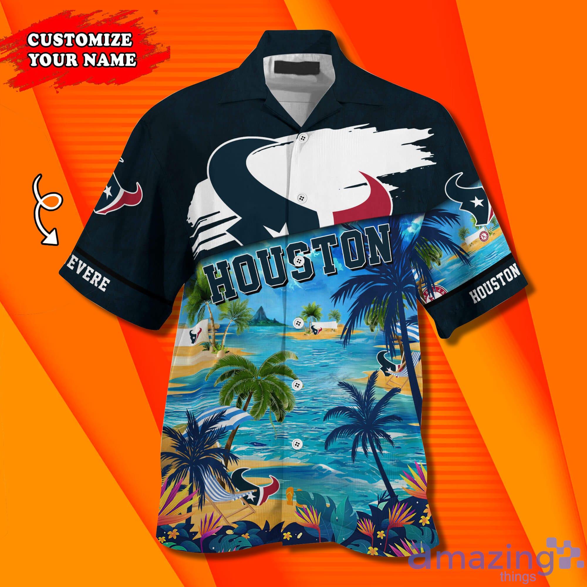 Houston Texans NFL Trending Custom Name Short Sleeves Hawaiian Shirt image Houston Texans NFL Trending Custom Name Short Sleeves Hawaiian Shirt Product Photo 3