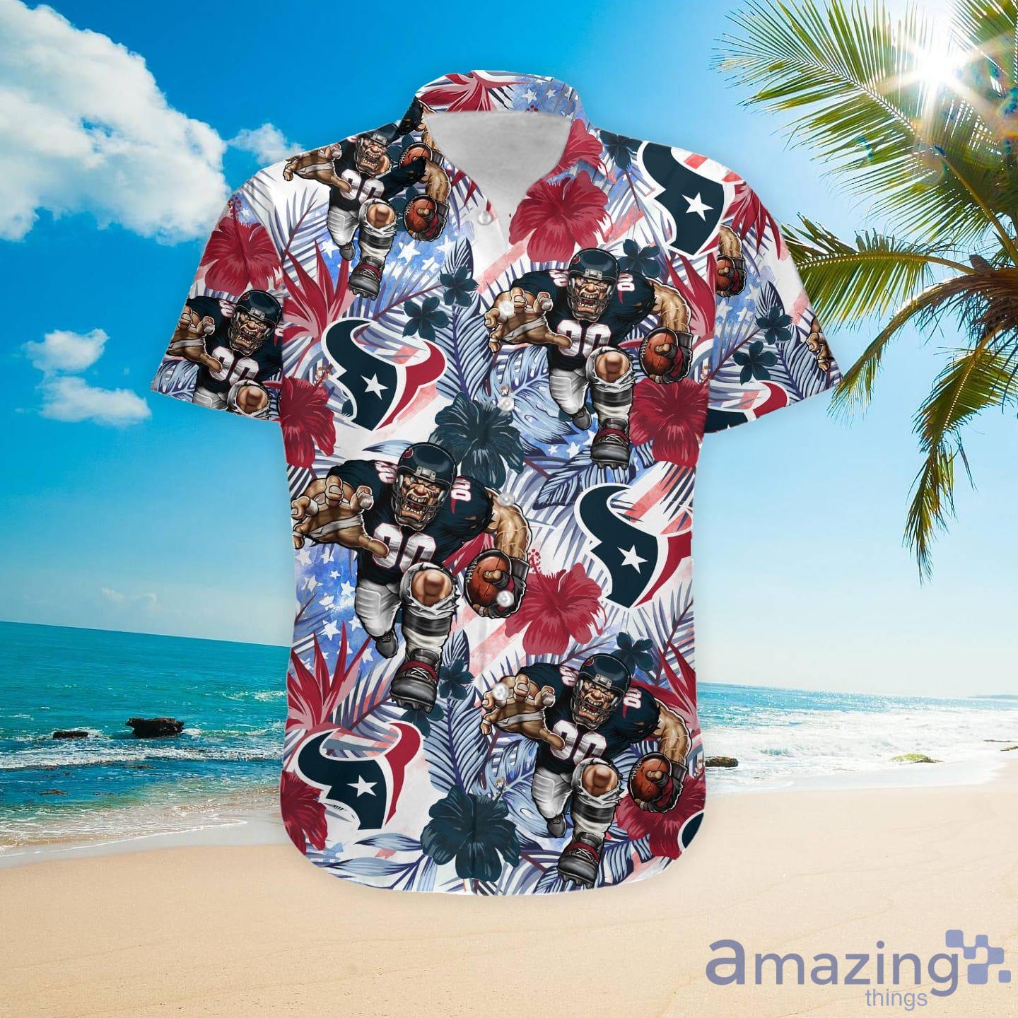 Houston Texans Tropical Floral Custom Name Aloha Hawaiian Shirt