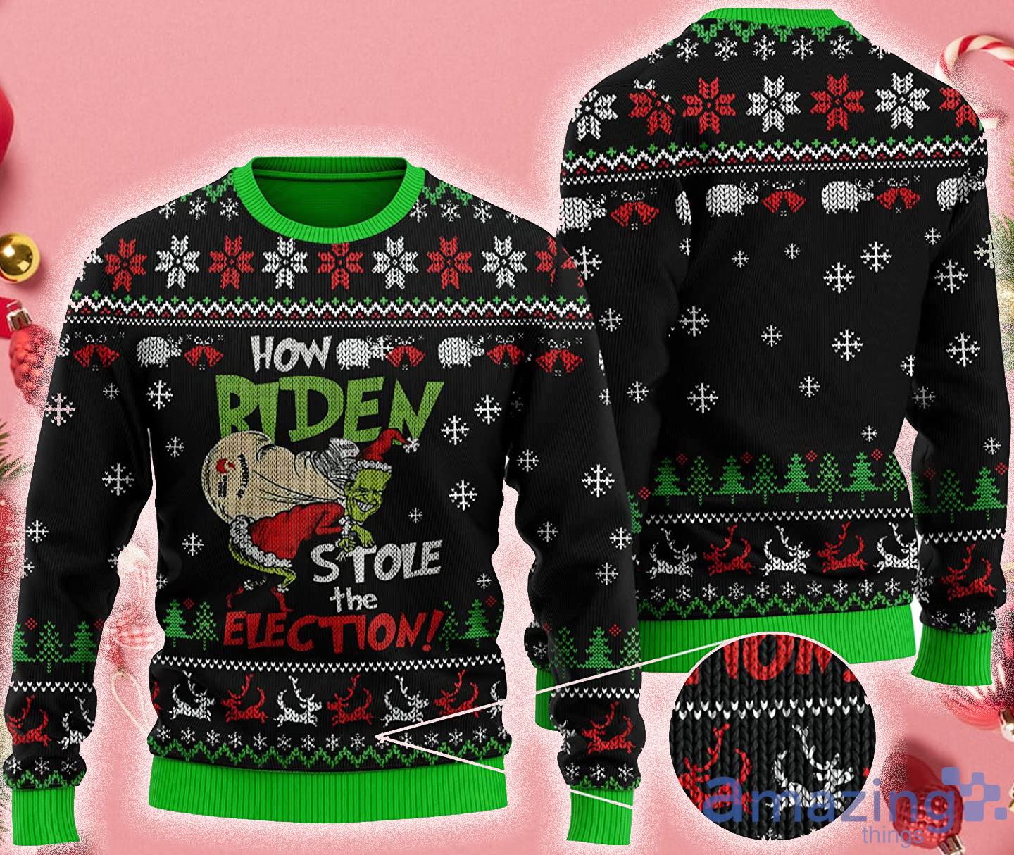 How Biden Stole The Election Funny Ugly Christmas Sweater Product Photo 1