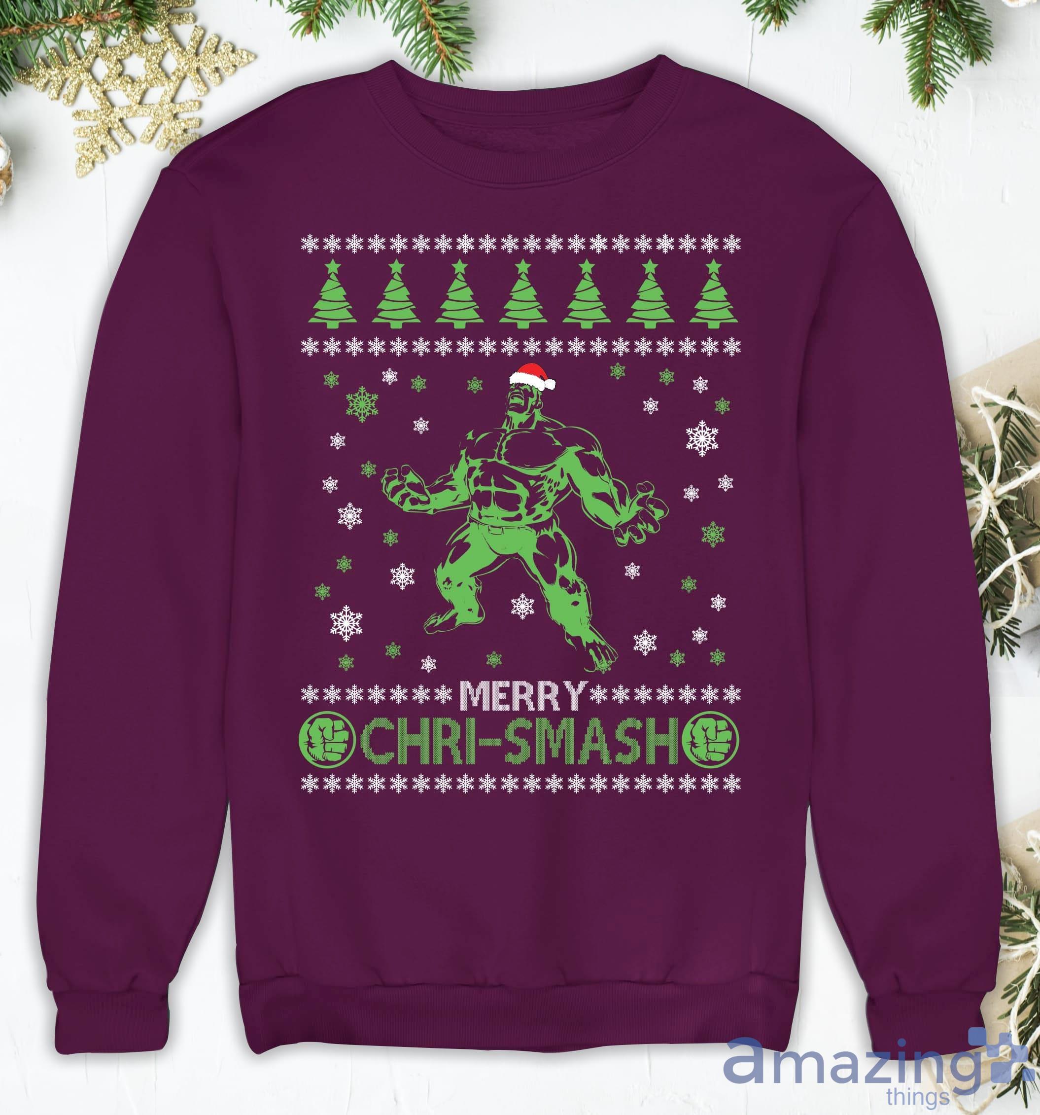 Hulk Chri Smash Holiday Christmas Sweatshirt image Hulk Chri-Smash Holiday Christmas Sweatshirt Product Photo 4