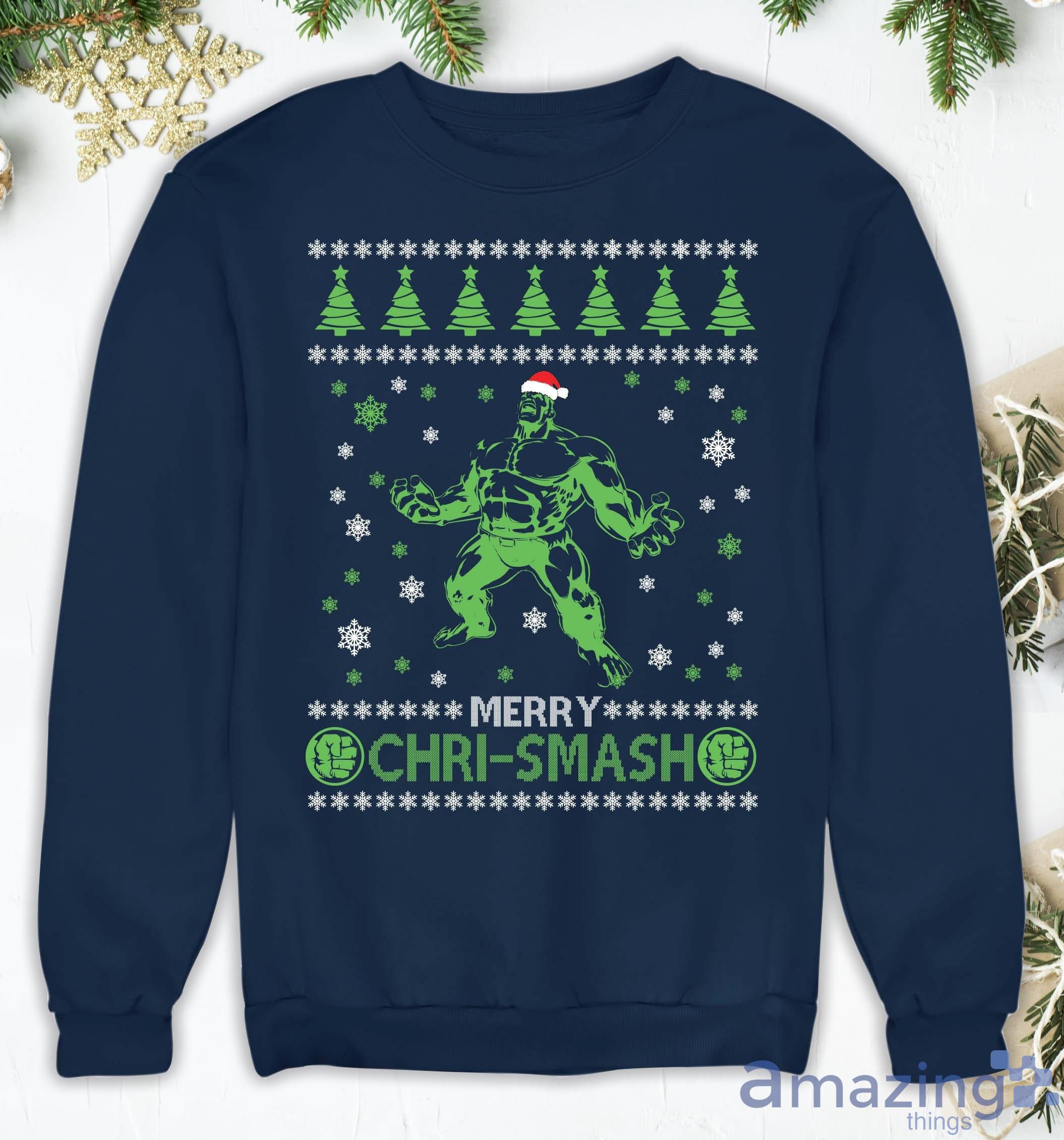 Hulk Chri Smash Holiday Christmas Sweatshirt image Hulk Chri-Smash Holiday Christmas Sweatshirt Product Photo 5